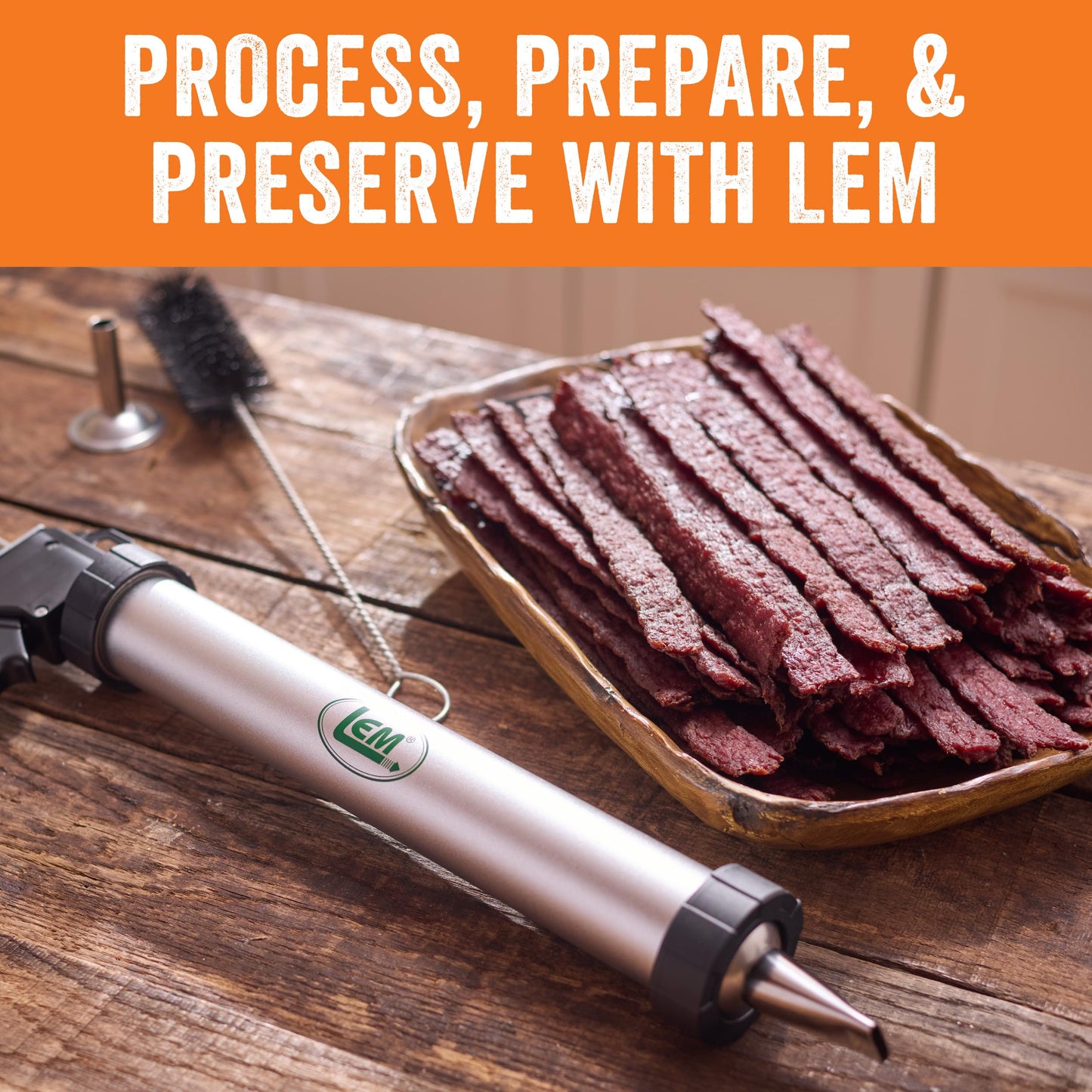 LEM Products Jerky Cannon with Nozzles and Brush, Backwoods Seasonings, Anodized Aluminum and Stainless Steel