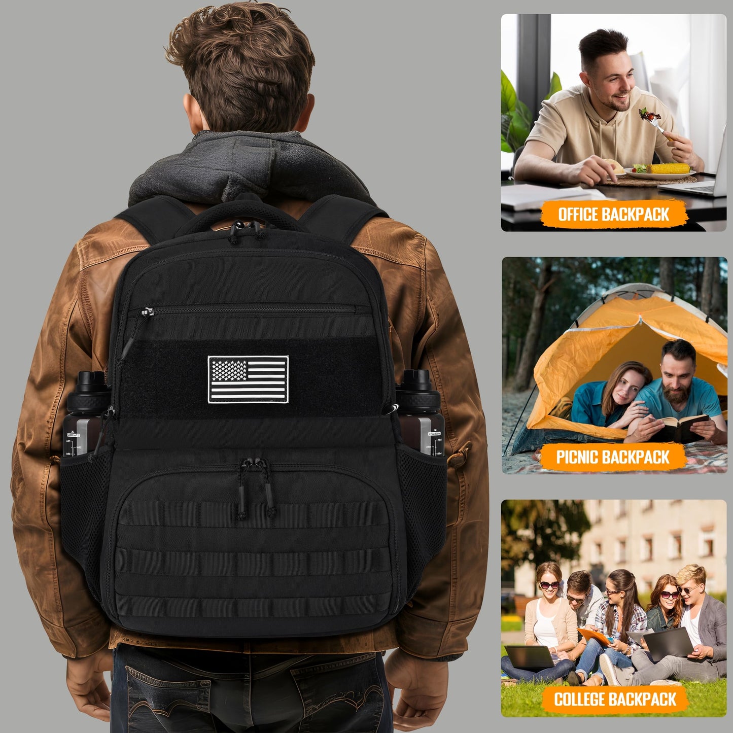 DEYACE Lunch Box Backpack for Men, Tactical Cooler Backpack with Laptop Compartment Leakproof RFID Lunchbox Bag for Work