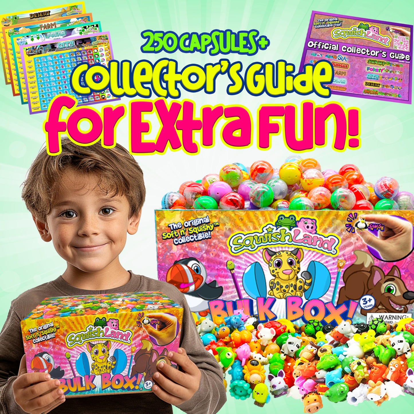 Sqwishland Bulk Box (250 Capsules) -Series 6: Mini Capsule Squishy Animal Toys | Perfect Party Favors, Pencil Toppers, Classroom Prizes, Collectible Toys for Kids