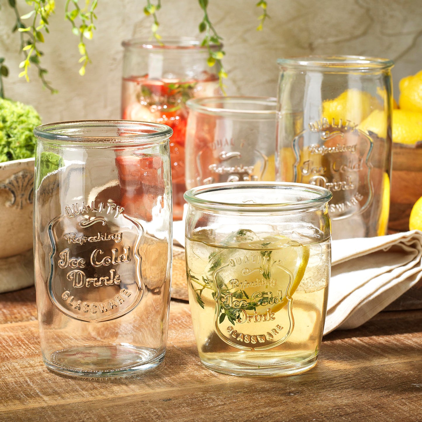 Glaver's Ice Cold Set of 8 Drinking Glasses 4-20 Oz Highball Glasses, and 4-13 Oz Whiskey Glass Cups For Everyday Home Use Water glasses, Beer, Juice, Cocktail.