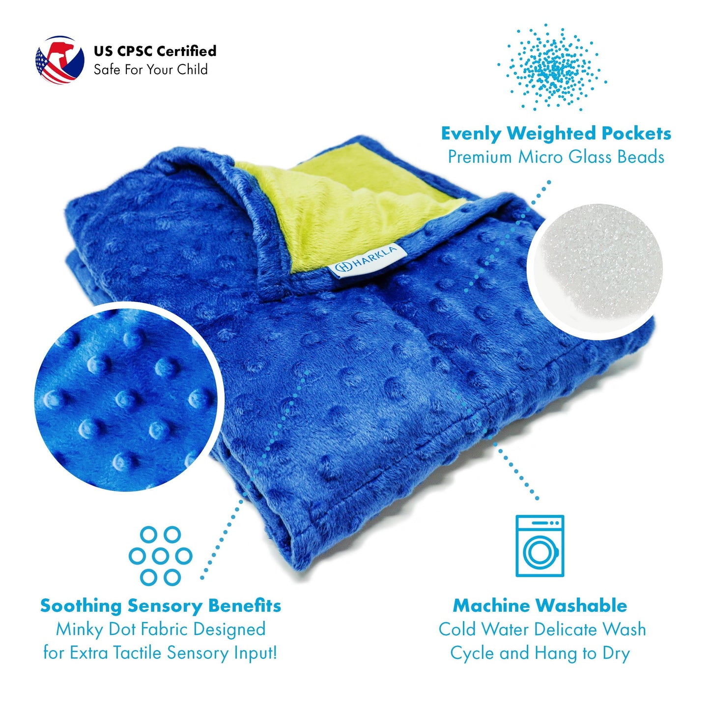 Harkla Weighted Lap Pad for Kids (Deep Blue)