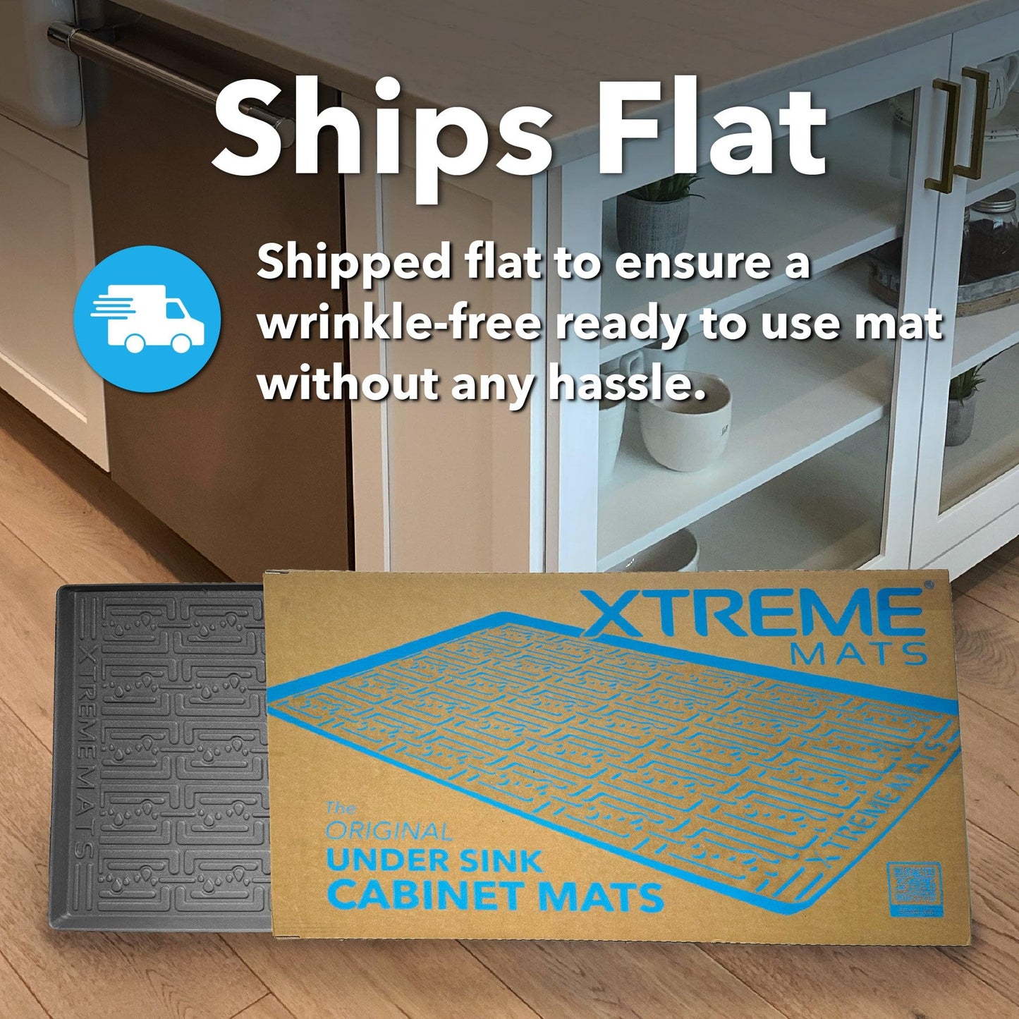 Xtreme Mats - Waterproof Under Sink Mat for Kitchen & Laundry Cabinets, 22" Depth Cabinet Shelf Protector, Flexible Under Sink Drip Tray Liner (Beige, 37" 1/4 x 22 1/4)
