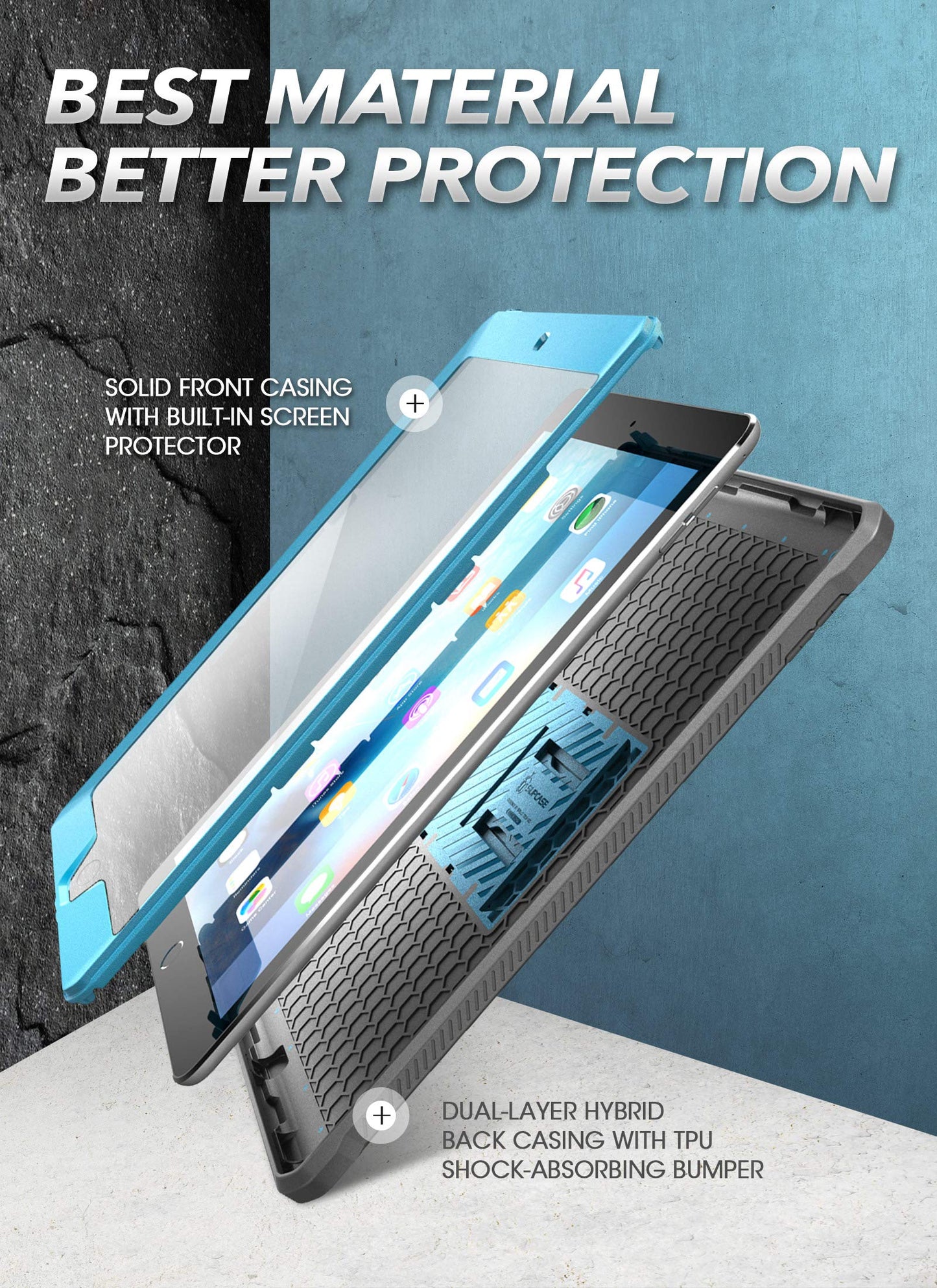 SUPCASE for iPad 9th Generation Case with Screen Protector (Unicorn Beetle Pro), [Built-in Stand] Heavy Duty Rugged Protective Case for iPad 10.2 9th / 8th / 7th Generation (2021/2020/2019), Blue