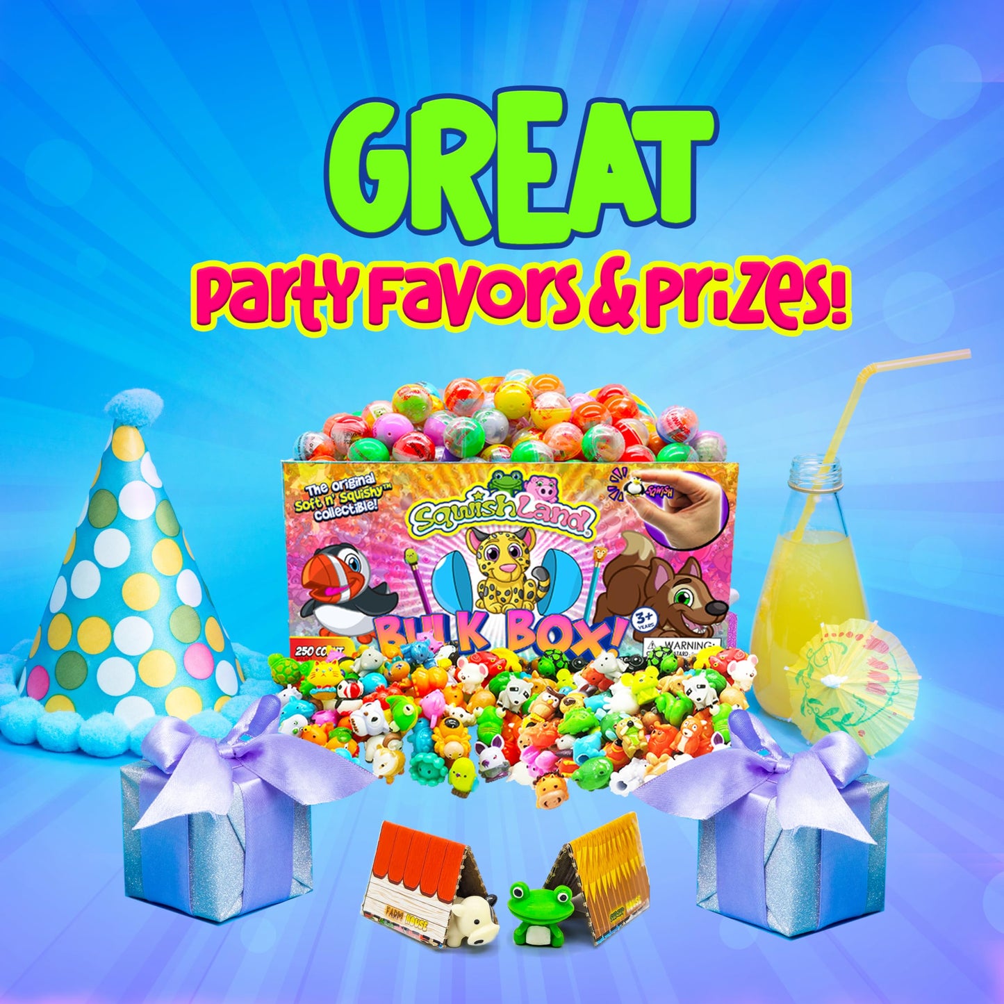 Sqwishland Bulk Box (250 Capsules) -Series 6: Mini Capsule Squishy Animal Toys | Perfect Party Favors, Pencil Toppers, Classroom Prizes, Collectible Toys for Kids