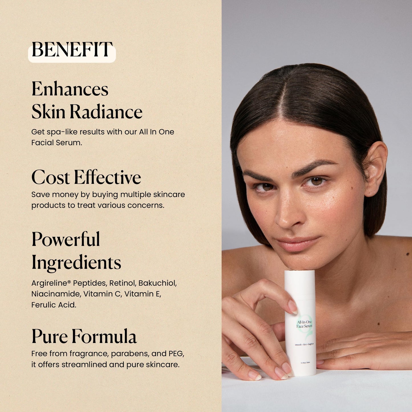 Qure All In One Hyaluronic Acid Serum for Face, Facial Serum With Niacinamides, Retinol, Lactic & Mandelic Acid, Bakuchiol, Peptides & Vitamin C Formulated For Fine Lines & Wrinkles