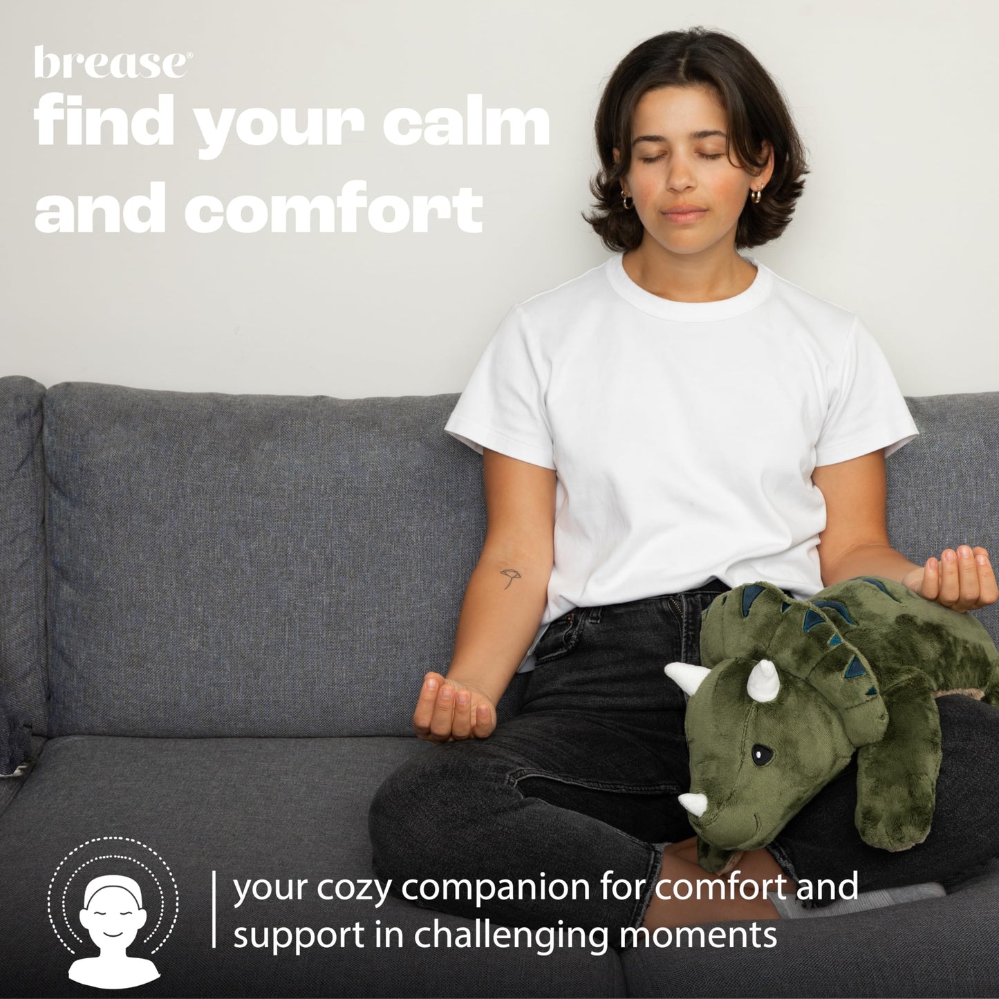 Brease Weighted Stuffed Animal - Green Dinosaur 25", 5 lbs, Weighted Plush