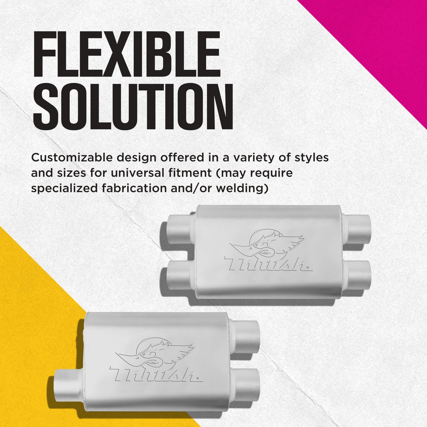 Thrush Muffler Deep Race Tone (Most Applications) Inlet 2.5 Pipe Connection Offset Outlet 2.5 Offset