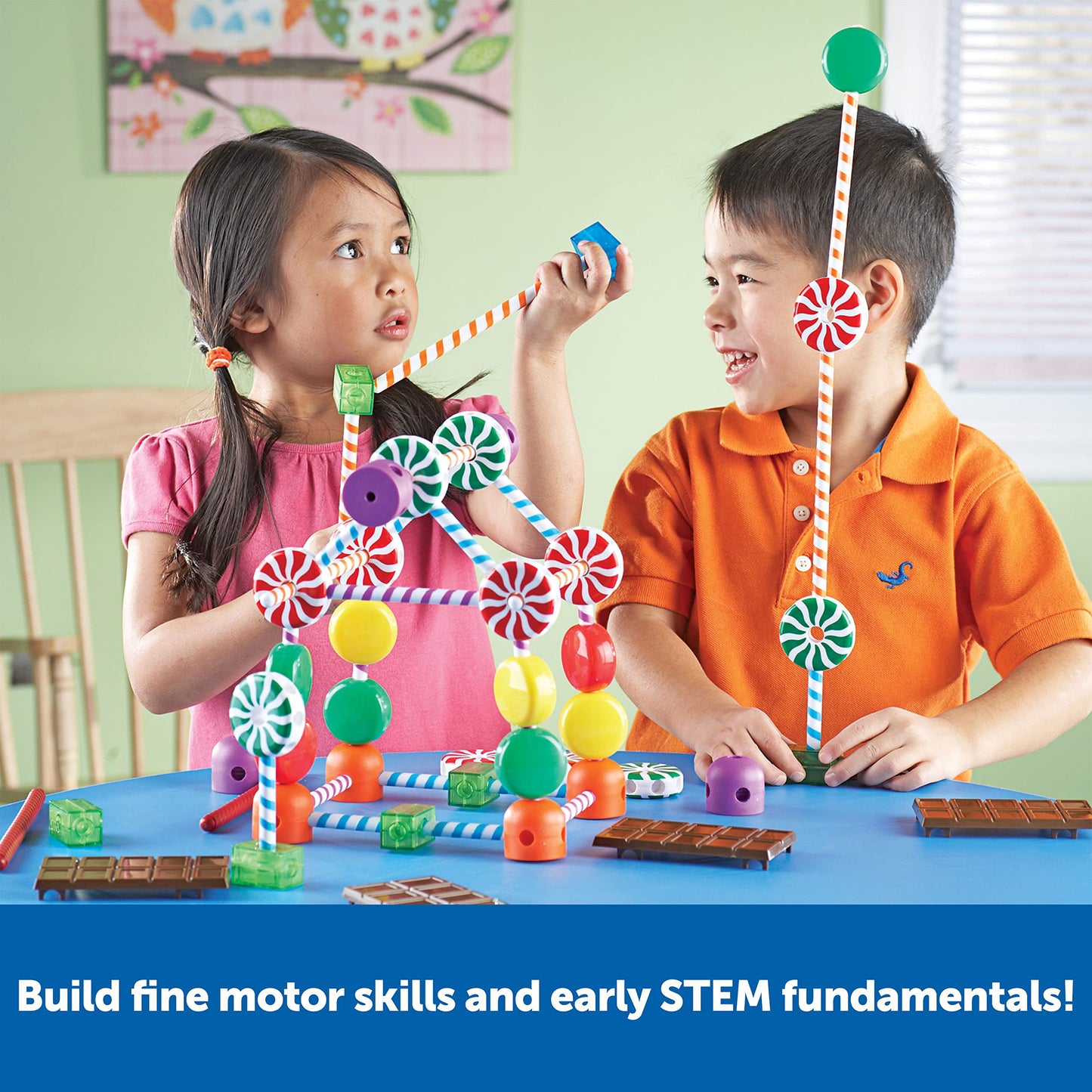 Learning Resources Candy Construction Building Set, Fine Motor Building Toy, 92 Pieces, Ages 4+, Multicolor
