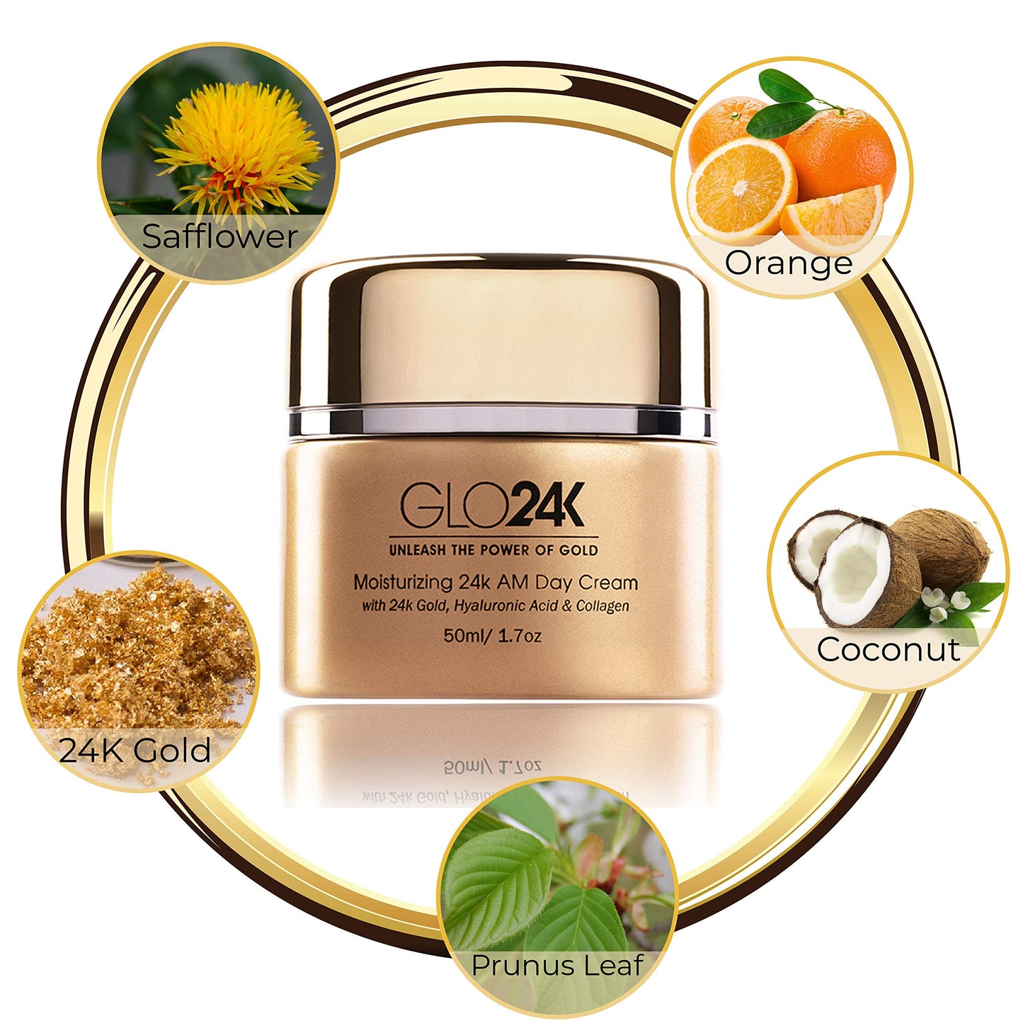 GLO24K Moisturizing 24k Gold Day and Night Creams for an Optimal AM-PM Hydration Level. A High-Performing Hydration Boost Combo enriched with Hyaluronic Acid, Collagen, Retinol, and Vitamins.