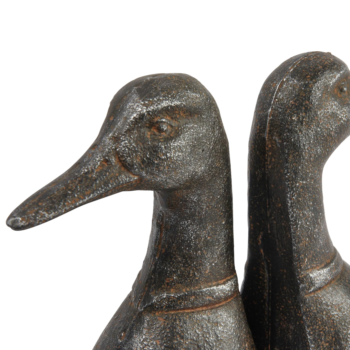 Creative Co-Op Decorative Distressed Cast Metal Duck Head Bookends, Black, Set of 2
