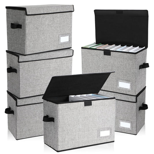 Chuangdi 6 Pcs Comic Book Storage Boxes, Back to School Collapsible Comic Short Box Case with Lid, 15.8 x 7.9 x 11.4 Inch Book Bin Container Holds 150 Comics(Gray)