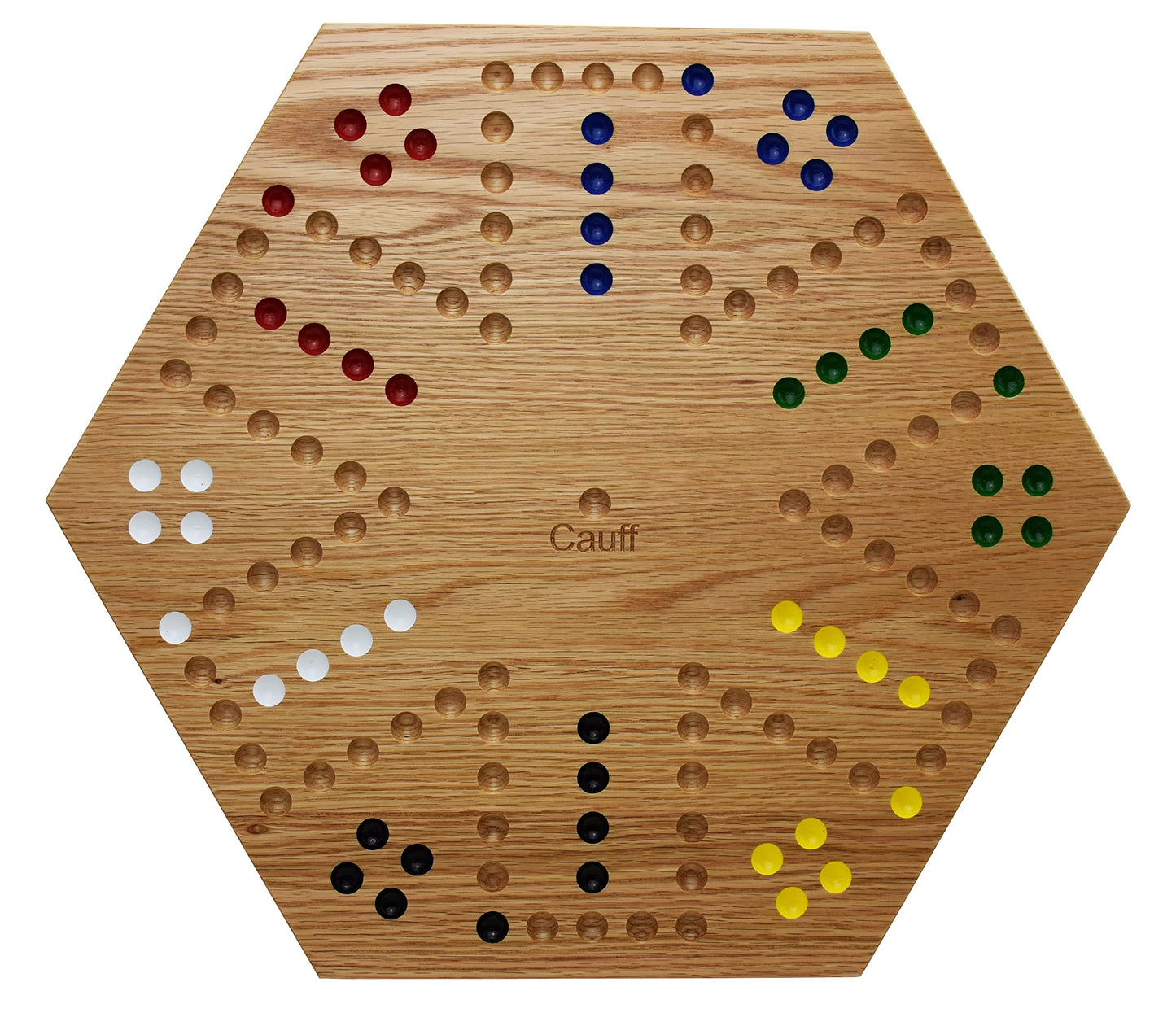 Solid Oak Double Sided Marble Board Game Hand Painted by Cauff (20 inch)