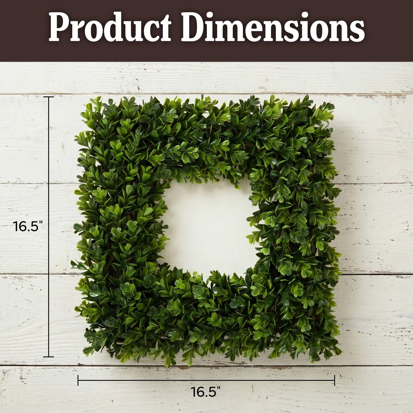Pure Garden Set of 2 Wreaths - 16.5-Inch Square Artificial Boxwood Spring, Summer, Winter, or Fall Wreaths - Outdoor/Indoor Decor for Front Door