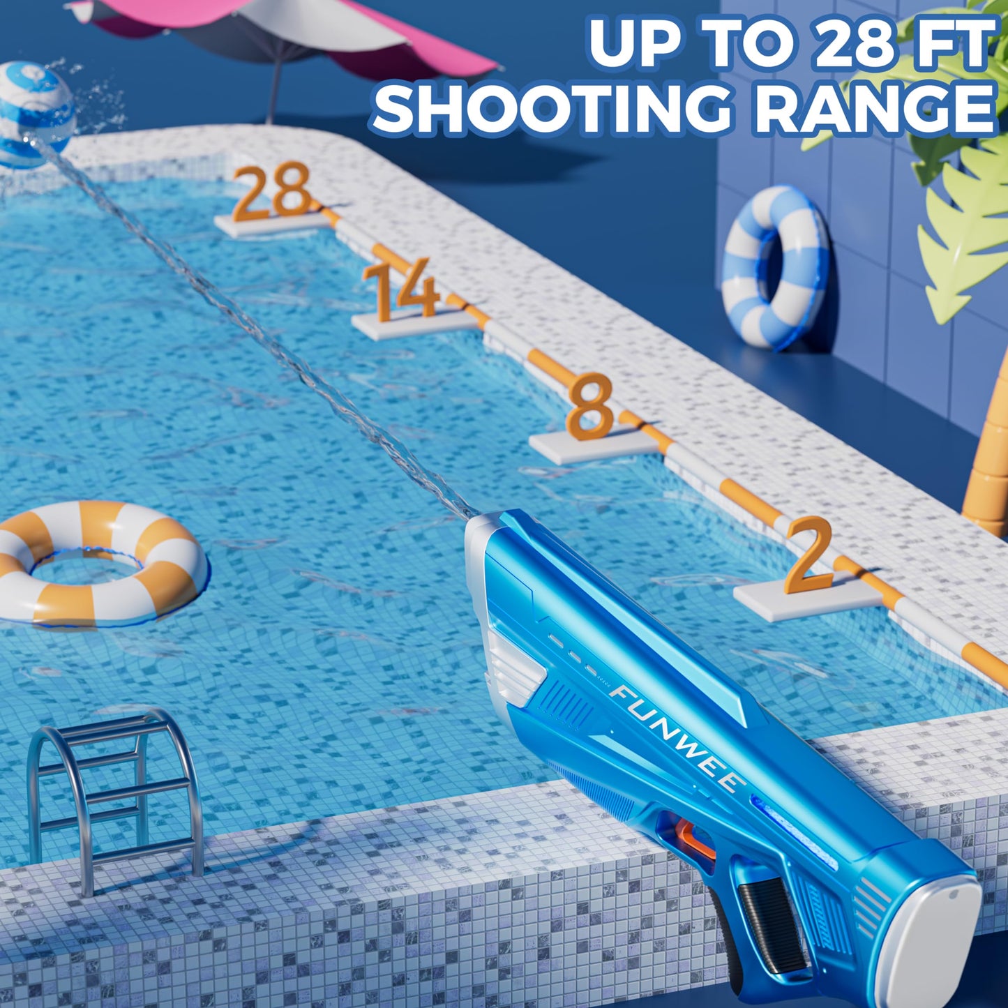 Funwee 2 Pack Electric Water Guns for Adults Kids, Powerful Automatic Squirt Gun, High Powered Shooting 100+ Blasts, Strongest Auto Water Blaster, Long Range, Pool Water Toy Outdoor Game