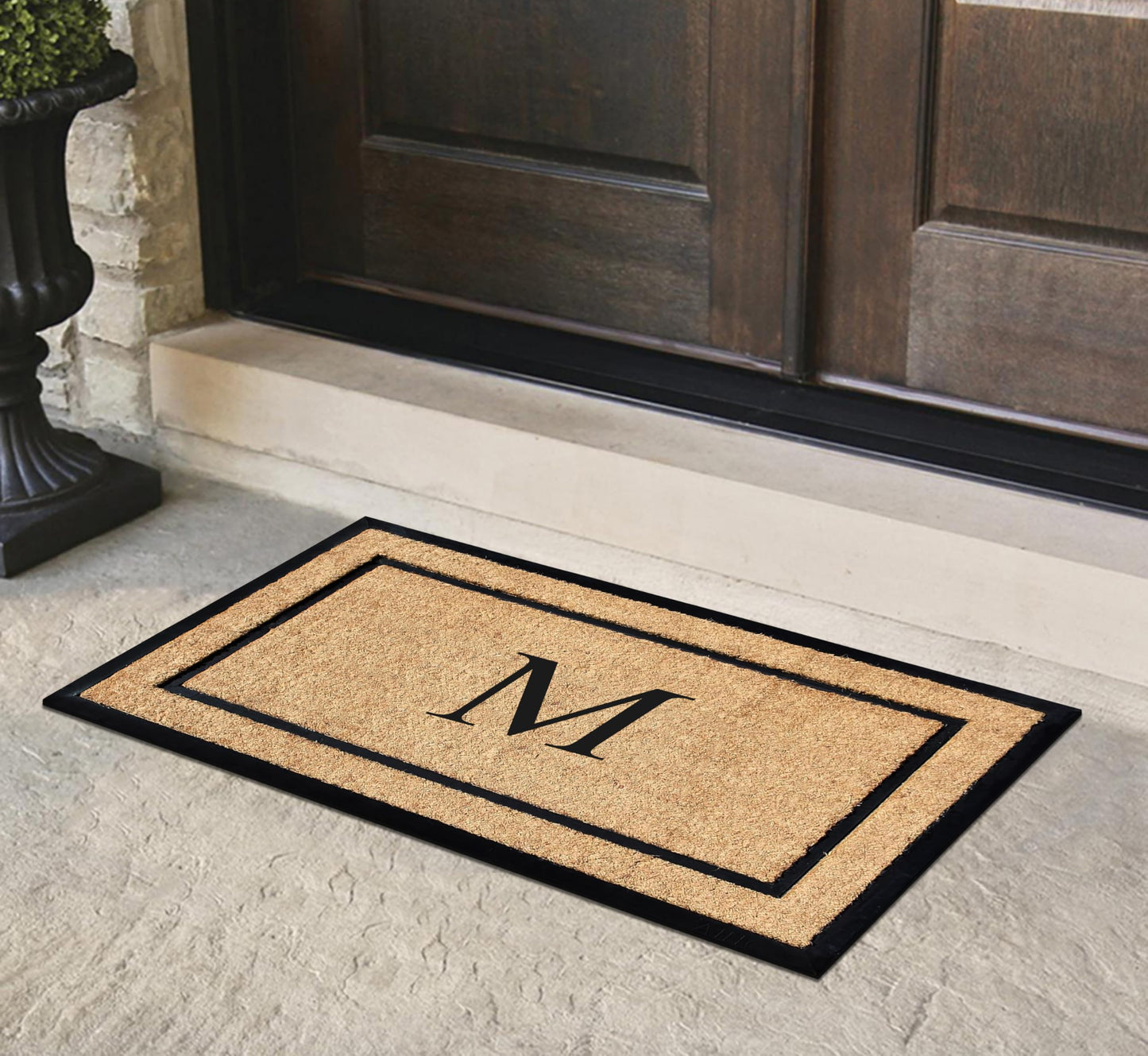 A1HC Natural Coir & Rubber Large Monogrammed Doormat, Thick Durable Entry Mats for Entrance Heavy Duty, Thin Profile, Long Lasting Front Door Mat - 24"x48"