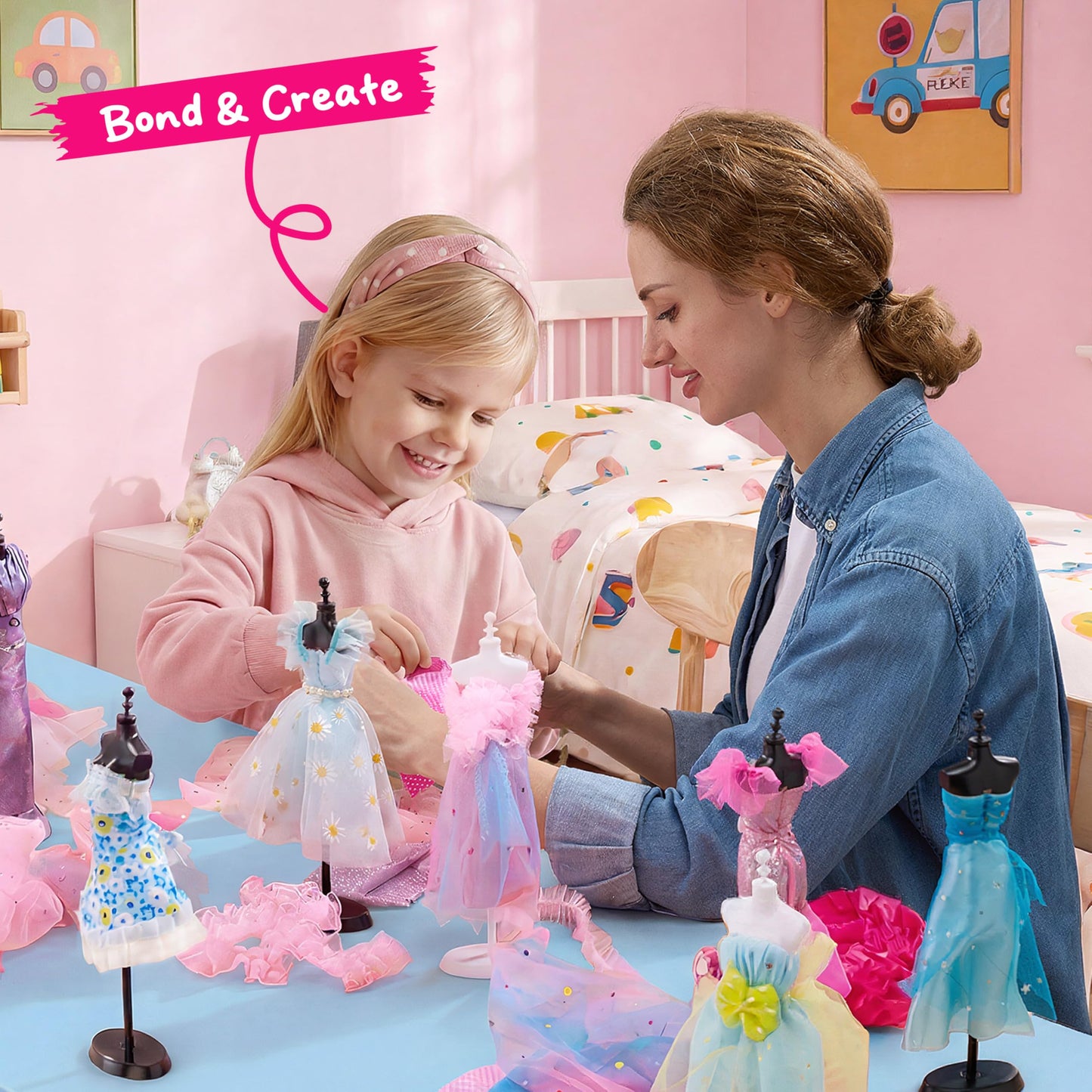 Klever Kits 400+PCS Fashion Design Crafts for Kids Art and Crafts Toy DIY Sewing Crafts with 3 Mannequins for Girls Aged 8-12，Christmas Toys Gifts for Kids