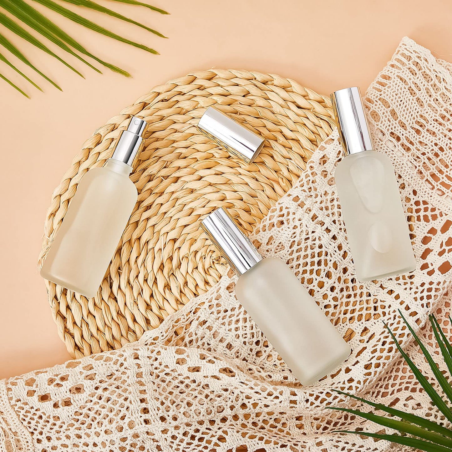Roshtia 30 Pcs 3.4 oz Silver Glass Spray Bottle Clear Empty Bottles Small Refillable Reusable Perfume Containers with Fine Mist Sprayer Pump for Face Body Travel