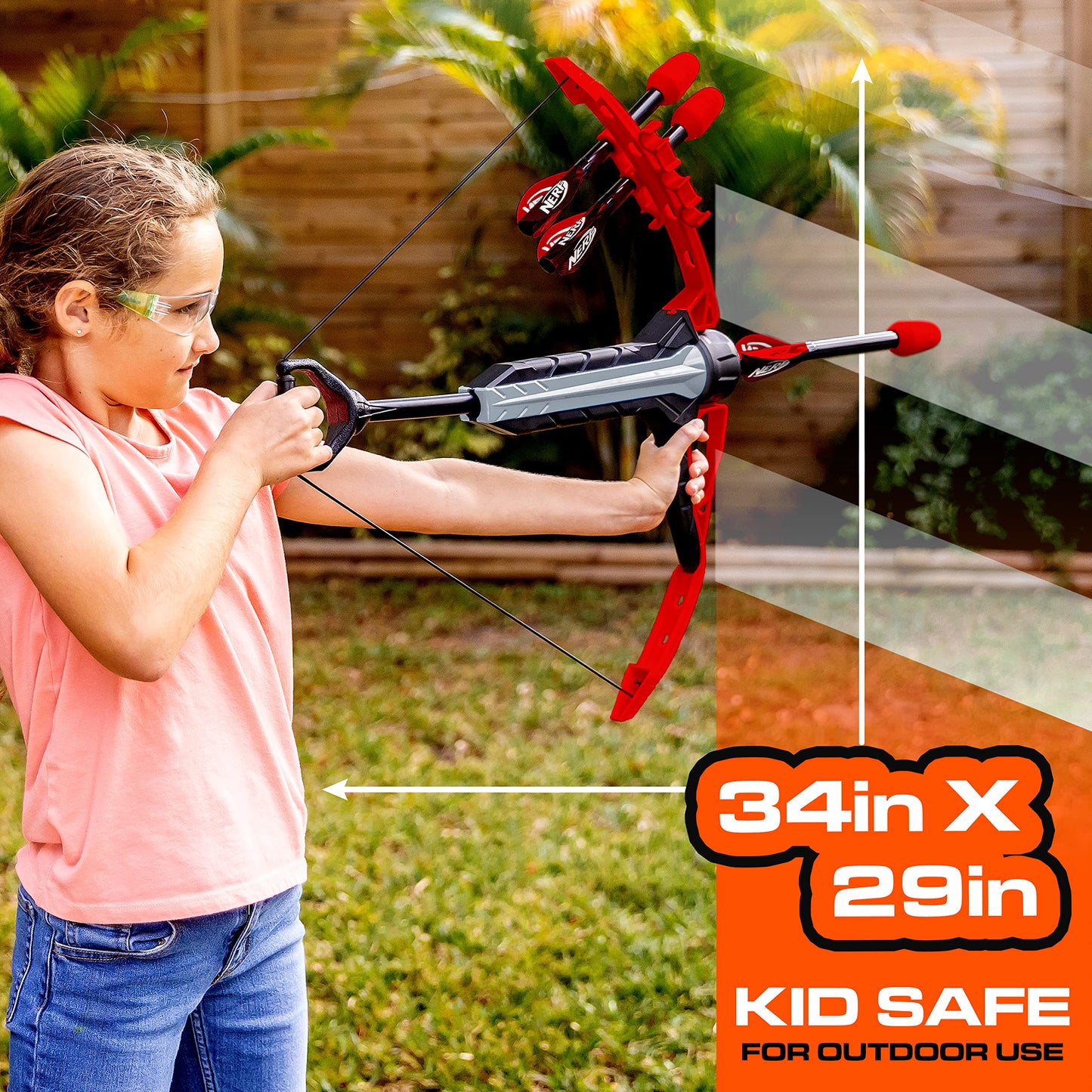 Nerf Rip Rocket Bow and Arrow Set - Rip Rocket Blaster Soft Foam Bow + Arrow Set - Indoor + Outdoor Play - Bow and (4) Foam Tip Arrows - RIPROCKET Air Powered Bow and Arrow