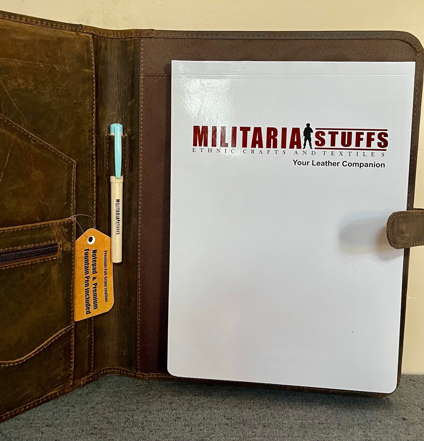 Leather Portfolio, Binder, Business Portfolio for Professionals, Leather Padfolio, Document Card Holder, Resume Folder, Business Padfolio for Men & Women (Founten Pen & Notepad Included)