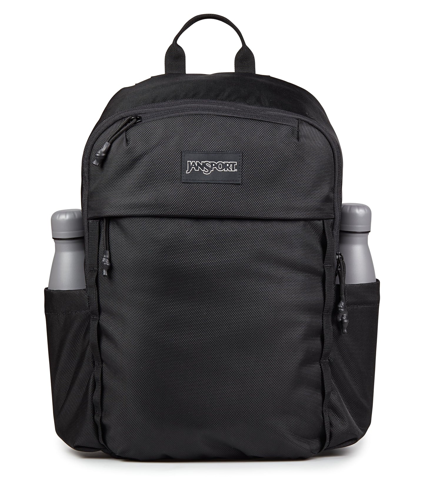 JanSport Venture Daypack – Travel Pack With Large Main Compartment, Padded Laptop Sleeve, Dual Water Bottle Pockets, and Attachment Buckles, Black