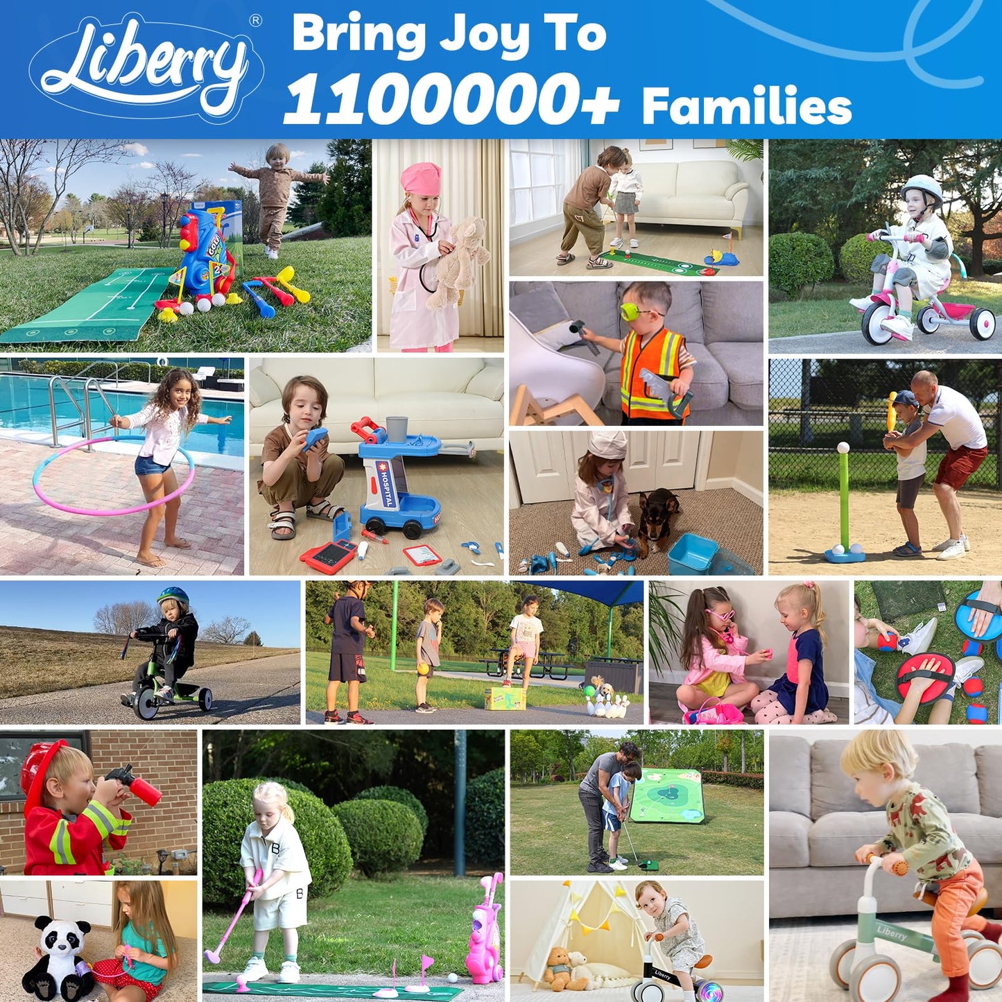 Liberry Toddler Golf Set for 2 3 4 Years Old Boys Girls, Upgraded Kids Golf Cart with Cornhole Board & Putting Mat, Indoor and Outdoor Sports Toys Birthday Gift