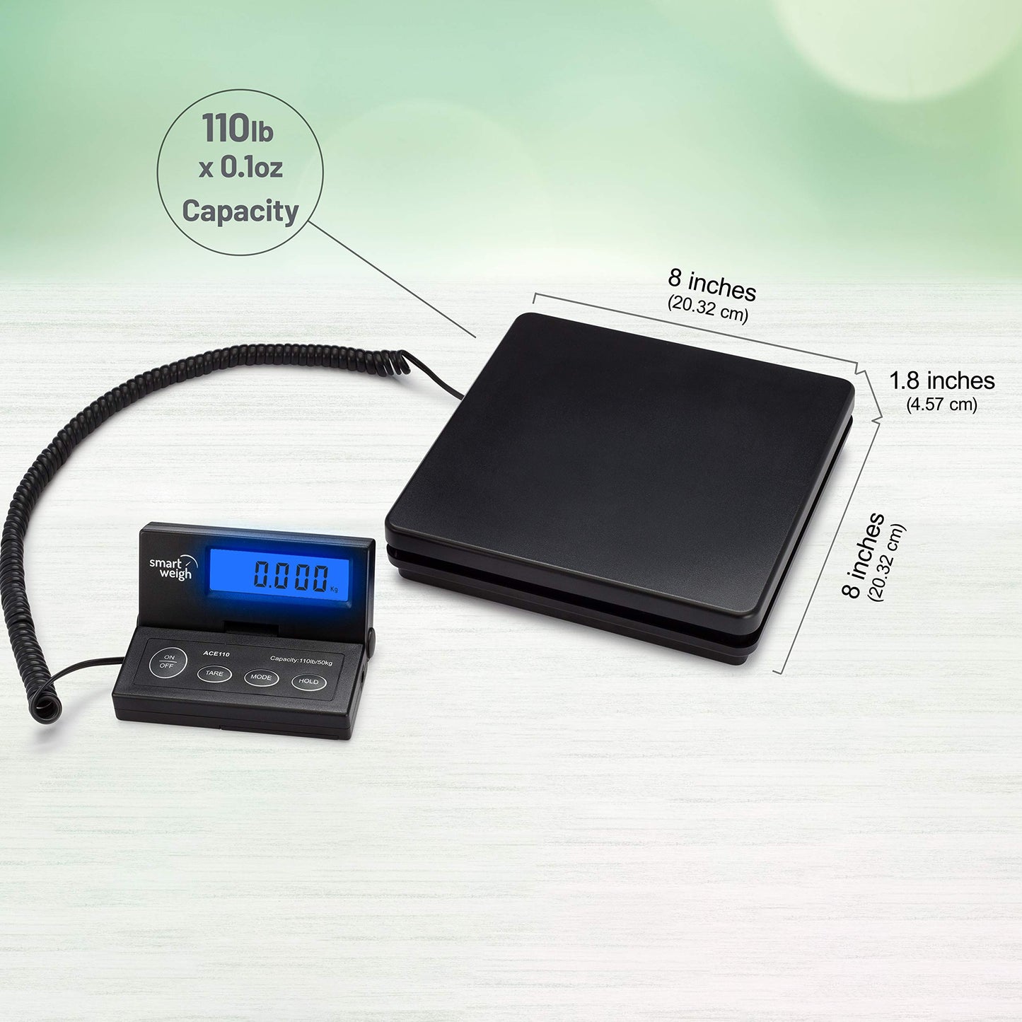 Smart Weigh Digital Postal Shipping Scale, 110lb/50kg to 0.1oz/2g Precision, Hold Function, Separate Wall-Mount Screen, AC Adapter & Batteries Included