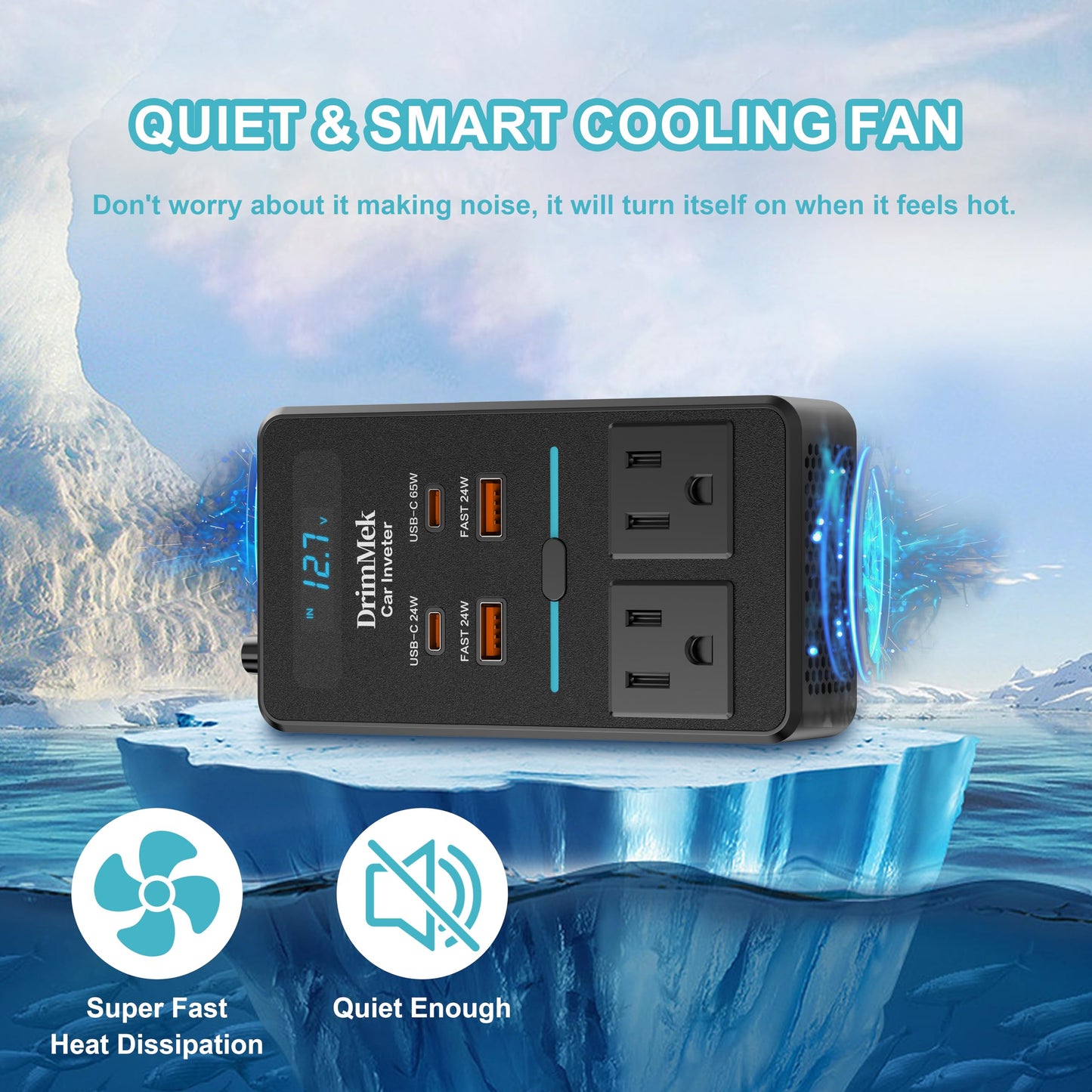 300W Car Power Inverter - Dual DC to AC Plug Adapter Outlets, 65W USB-C Fast Charging, 24W USB-C & 3.0 USB-A Ports, Portable Car Charger with Switch Control Converter for Laptops, Phones