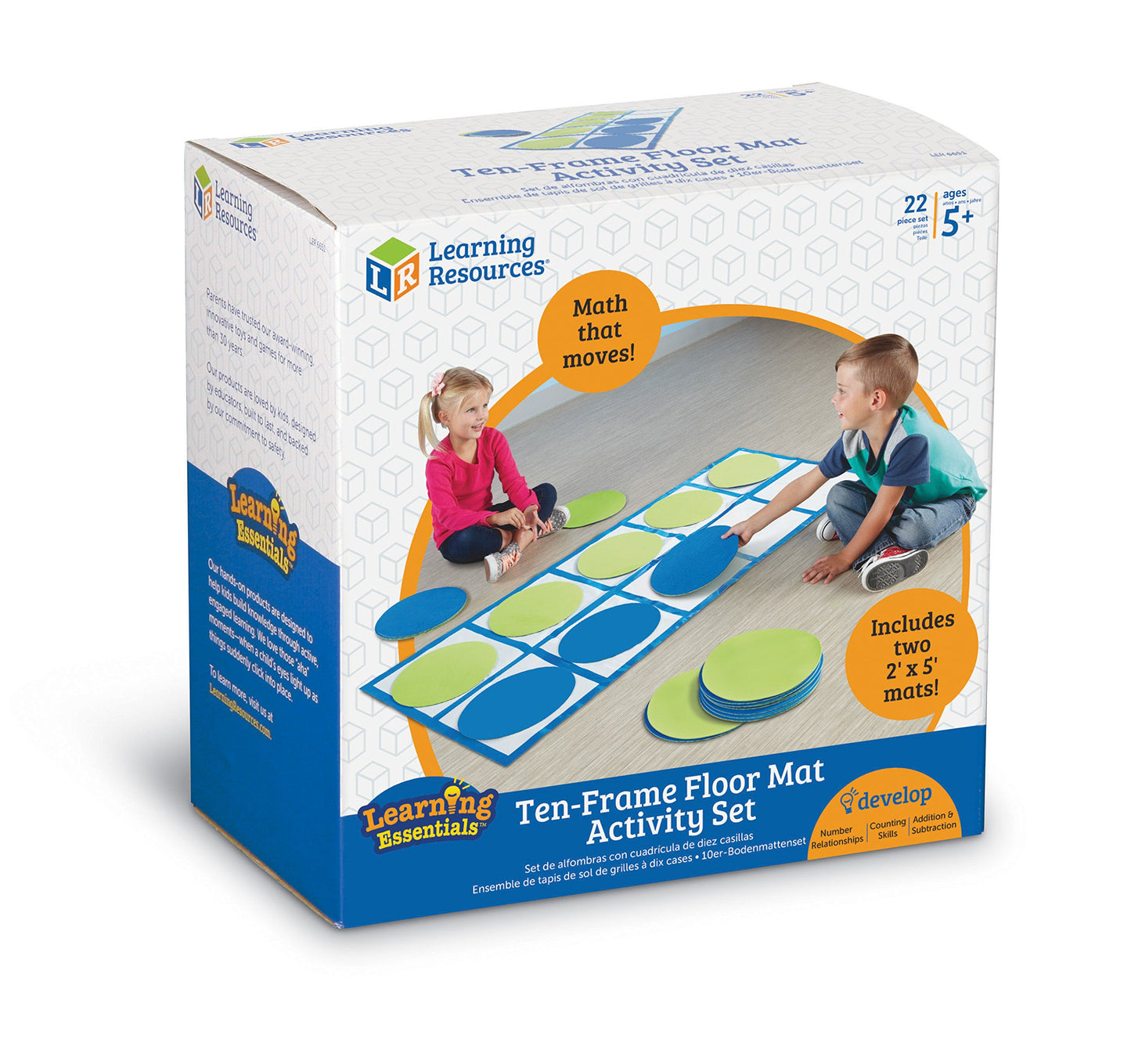 Learning Resources Ten-Frame Floor Mat Activity Set, Math Skills, 22 Pieces, Ages 5+