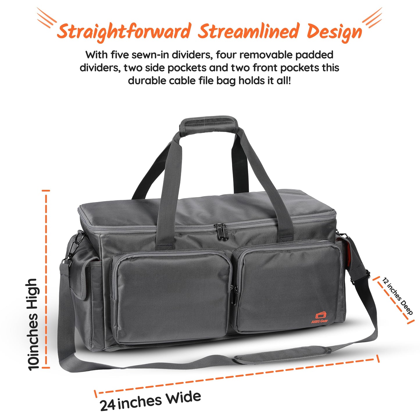 Heavy Duty - DJ Cable Bag Organizer with Detachable Dividers – Cable Bag – DJ Bag for Equipment - DJ Gig Bag - Music Equipment & Accessories -DJ Bag - Heavy Duty Exterior & Padded Nylon Interior