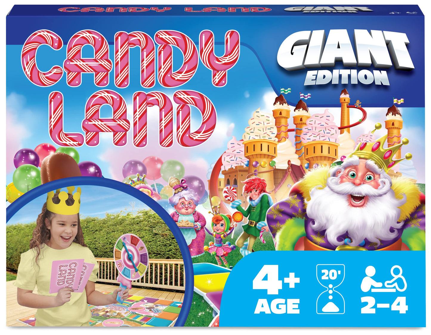 Spin Master Games, Candy Land Giant Edition, Preschool Game for Indoor & Outdoor Fun with Big Oversized Board, for Family and Kids, 2-4 Players, Ages 4 & Up