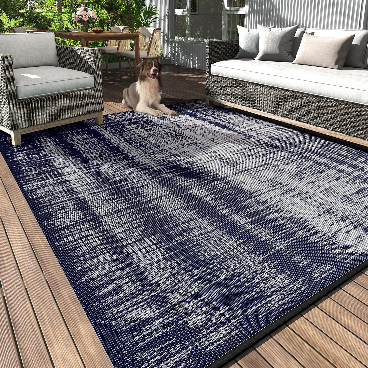 MontVoo Outdoor Rug Waterproof 6x9 ft Outdoor Patio Rug Mat Reversible Plastic Straw Outside Rug Carpet Outdoor Rugs for RV Camping Picnic Beach Balcony Porch Deck
