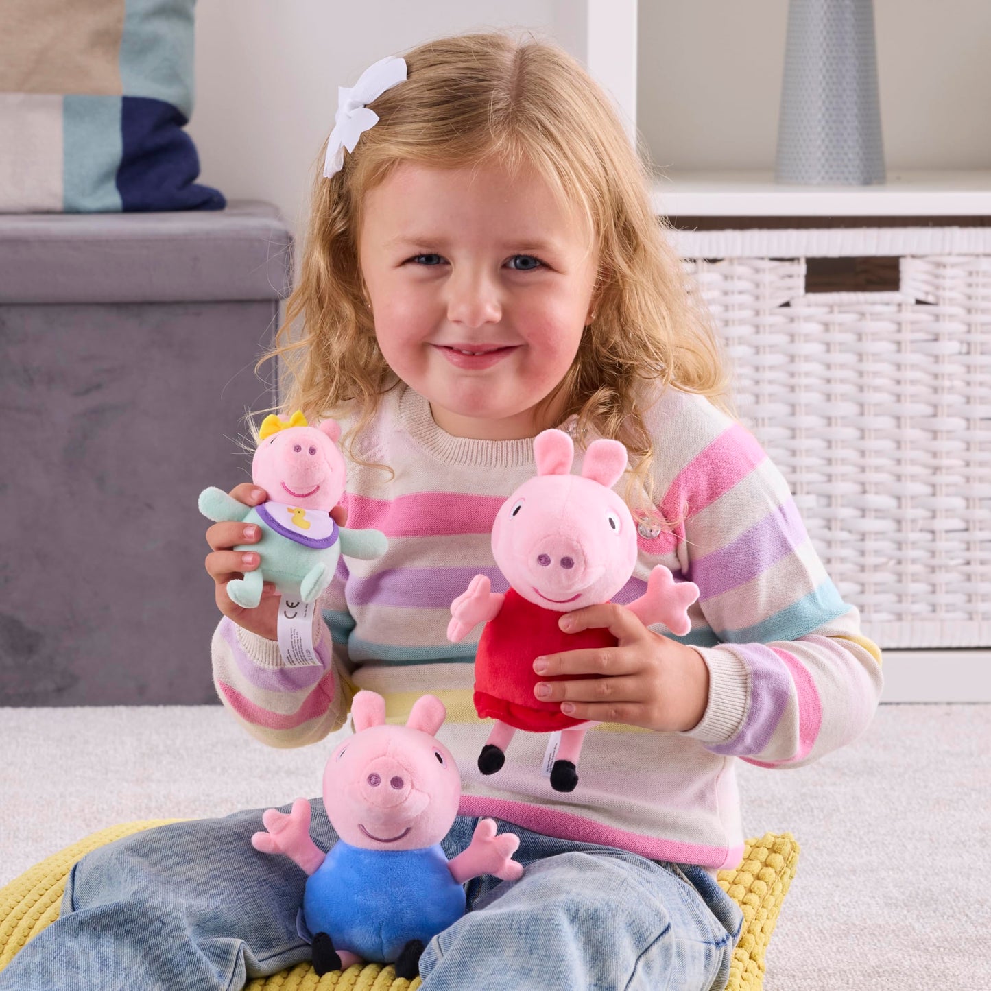 Peppa Pig 3-Pack Plush Toys - Peppa, George & Bébé Evie - Ultra-Soft Plush Toys with Classic Style, Toy from 18 Months
