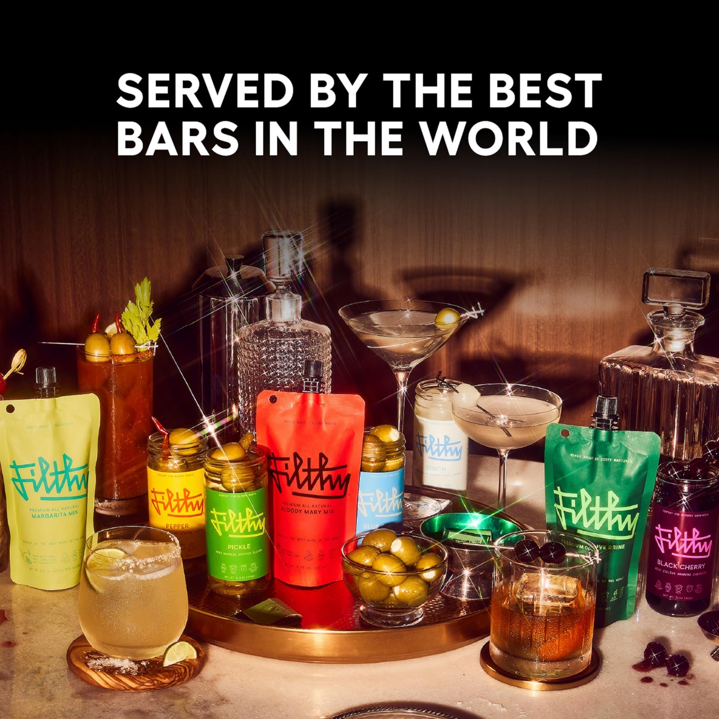 Filthy Martini Cocktail Kit, Premium Cocktail Kit, Includes Olive Brine, Pimento Stuffed Olives, Blue Cheese Stuffed Olives & 4 Stainless Steel Cocktail Picks, Non-GMO, Gluten Free