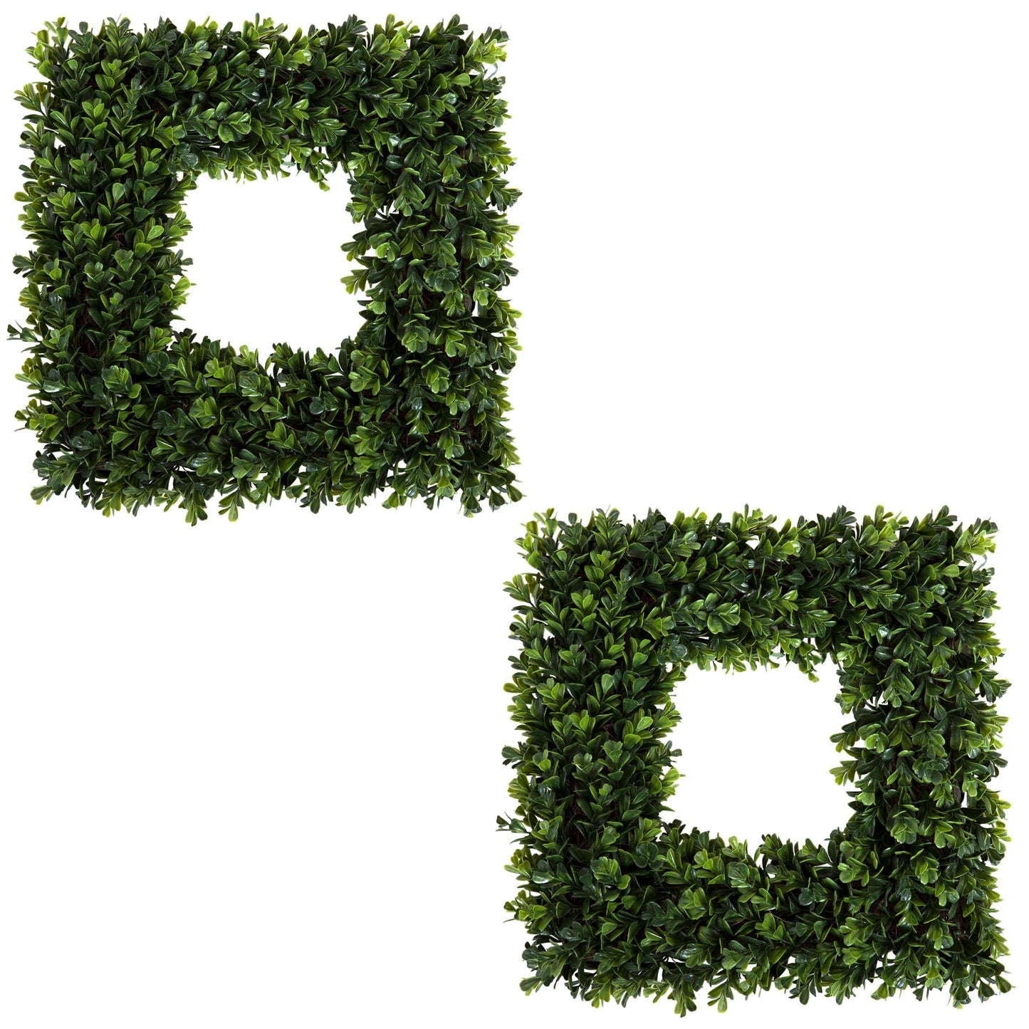 Pure Garden Set of 2 Wreaths - 16.5-Inch Square Artificial Boxwood Spring, Summer, Winter, or Fall Wreaths - Outdoor/Indoor Decor for Front Door