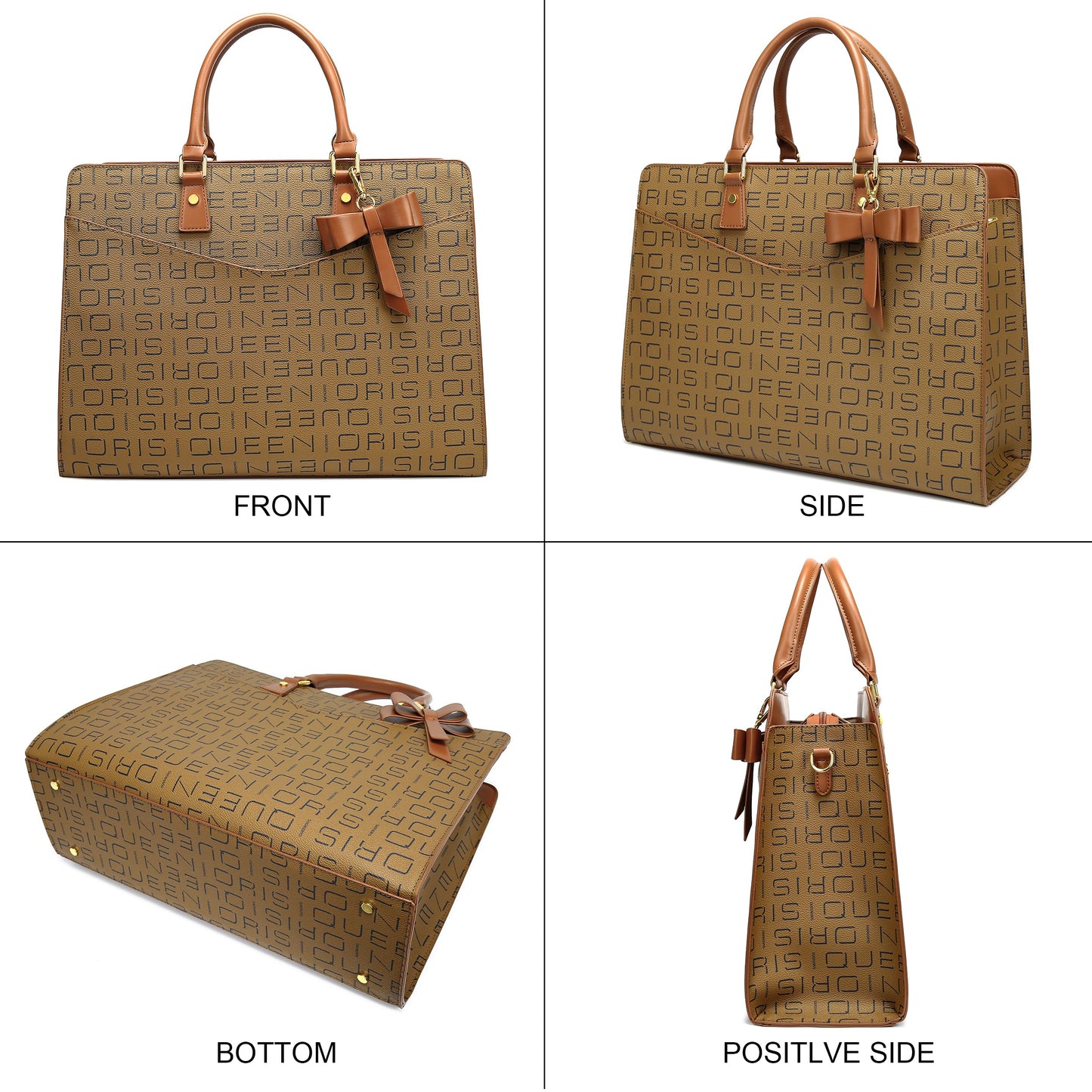 Queenoris Briefcase Tote Bag for Women, 15.6 inch Laptop Large Capacity Computer Bag Office Top Handle Handbag Work Bags