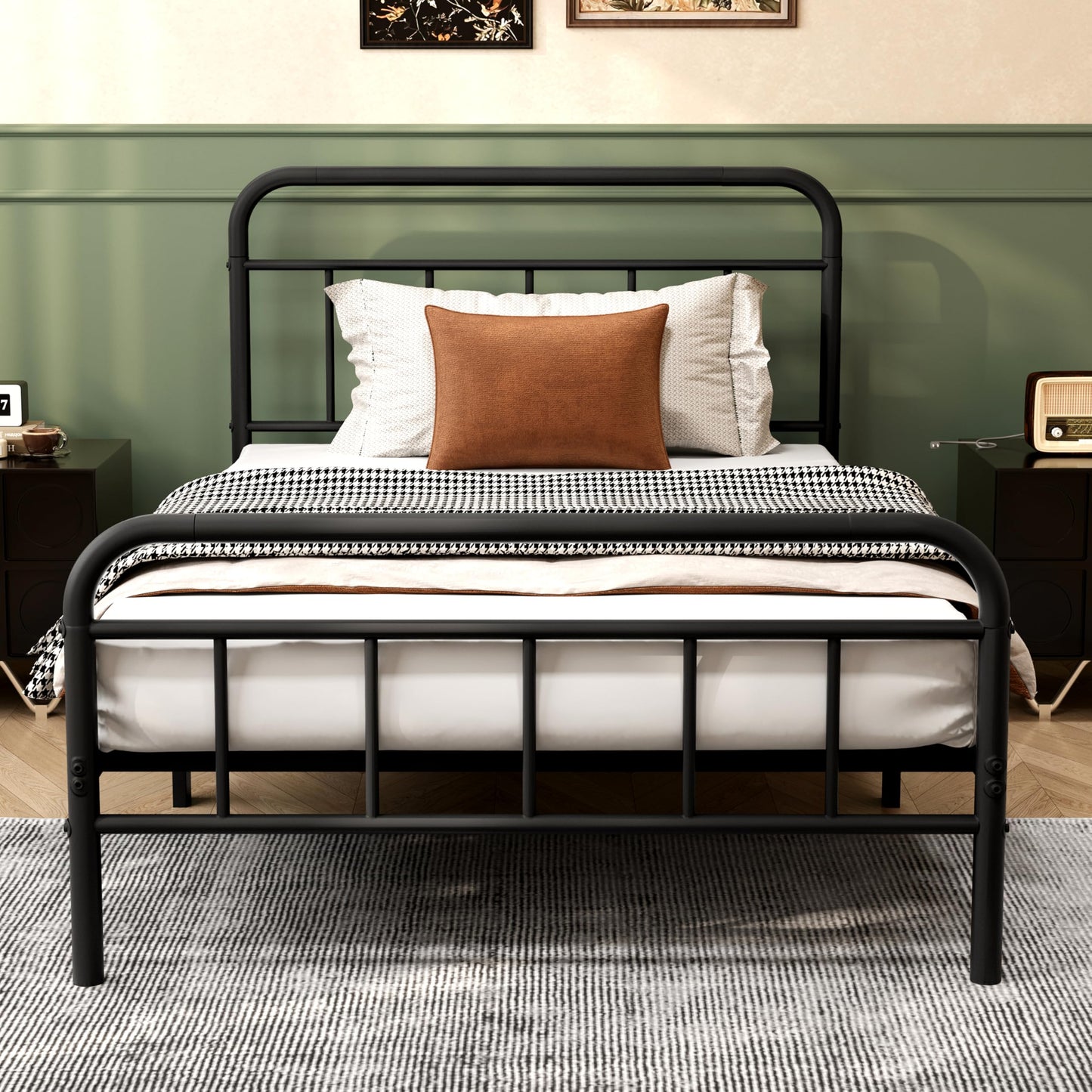 Easllre 14Inch Metal Bed Frame,Twin Size Bed Frame with Storage Space,Heavy Duty Sturdy Mattress Foundation,Easy Assembly,No Box Spring Needed,Twin