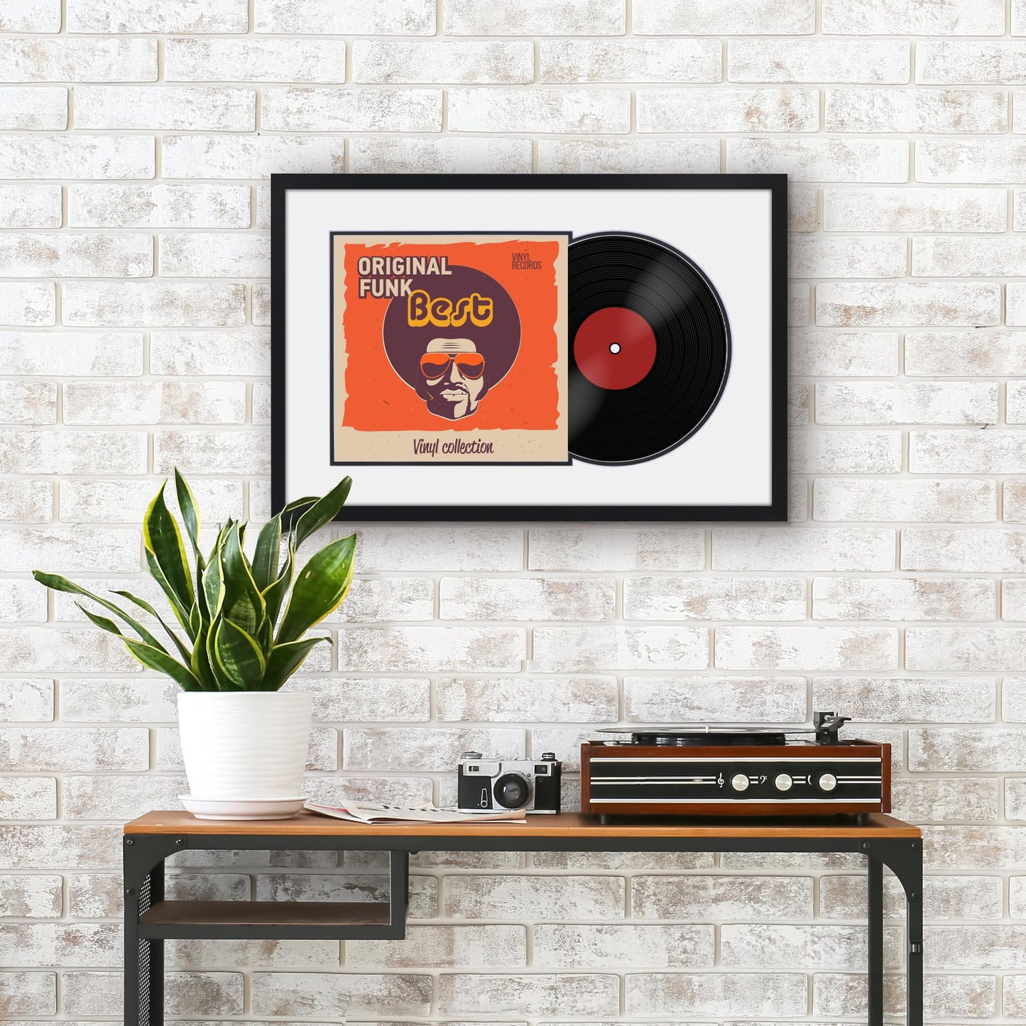 Americanflat 25x16.5 Record Album Frame with Shatter-Resistant Glass - Use as 12.5x12.5 Album Cover Frame with Mat - Brooklyn Portrait Collection - Engineered Wood Square Frames for Wall - Black