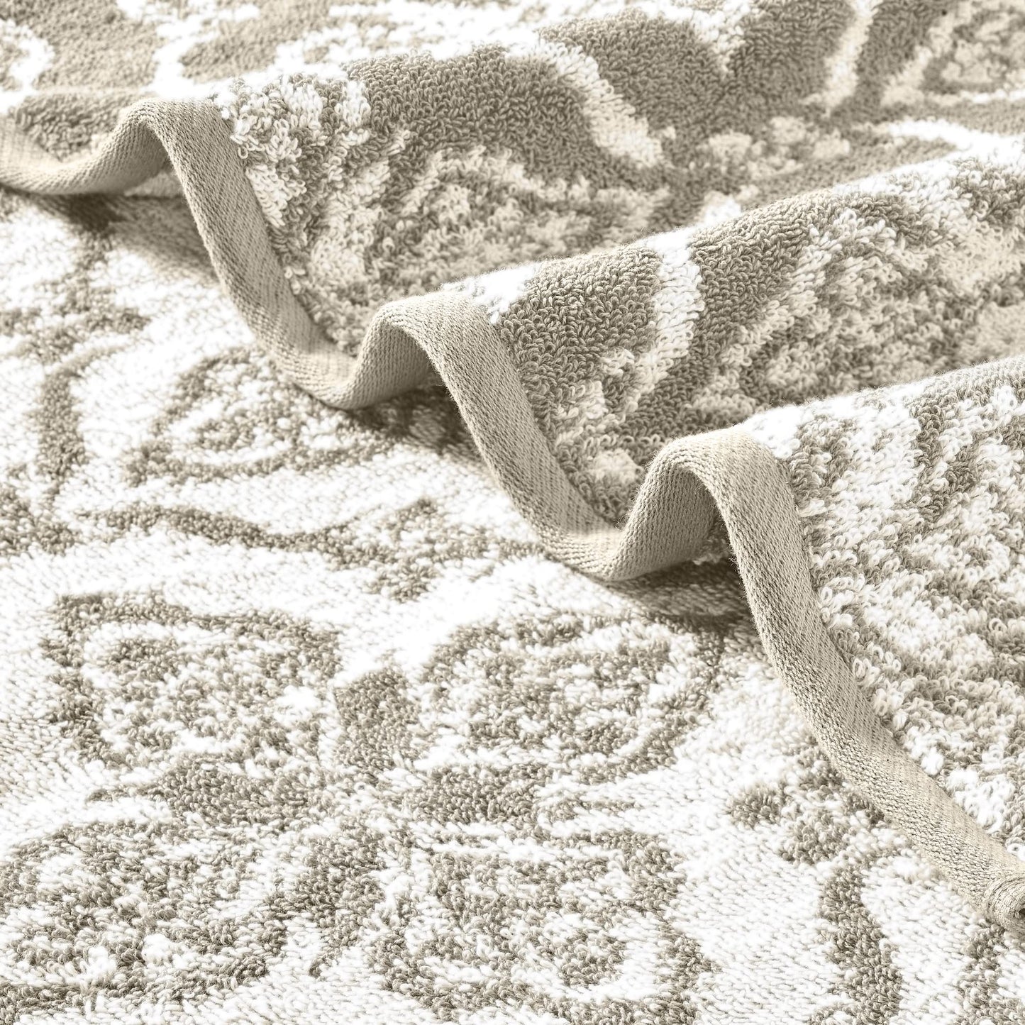 Modern Threads Amaris 6-Piece Reversible Yarn Dyed Jacquard Towel Set - Bath Towels, Hand Towels, & Washcloths - Super Absorbent & Quick Dry - 100% Combed Cotton, Khaki