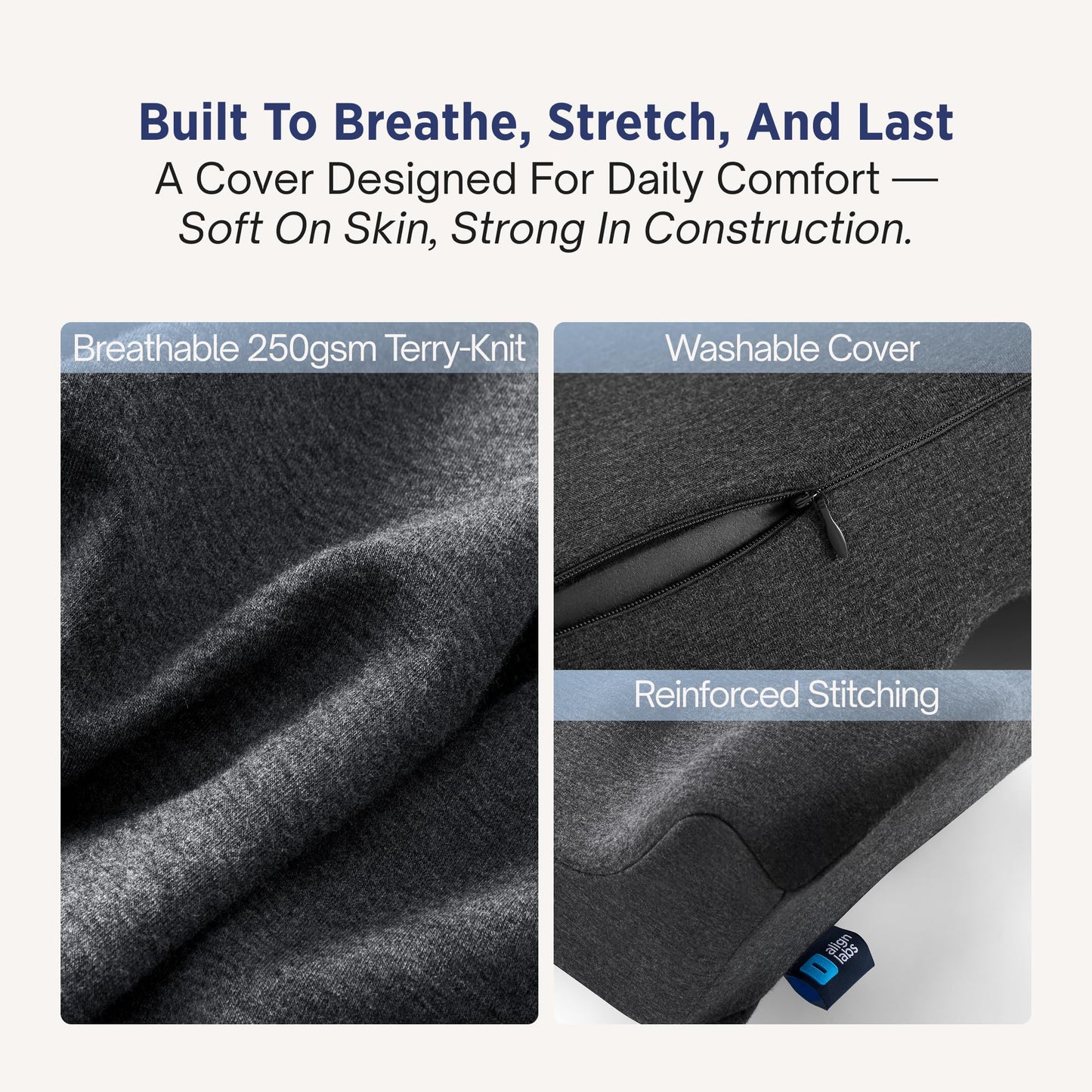 Align Labs Lumbar Support Pillow for Office Chair - Lower Back Pain Relief Cushion with Adjustable SpineAlign™ Bolster, Memory Foam Pillow for Car, Couch, Gaming Seats - Dual Straps, Dark Grey