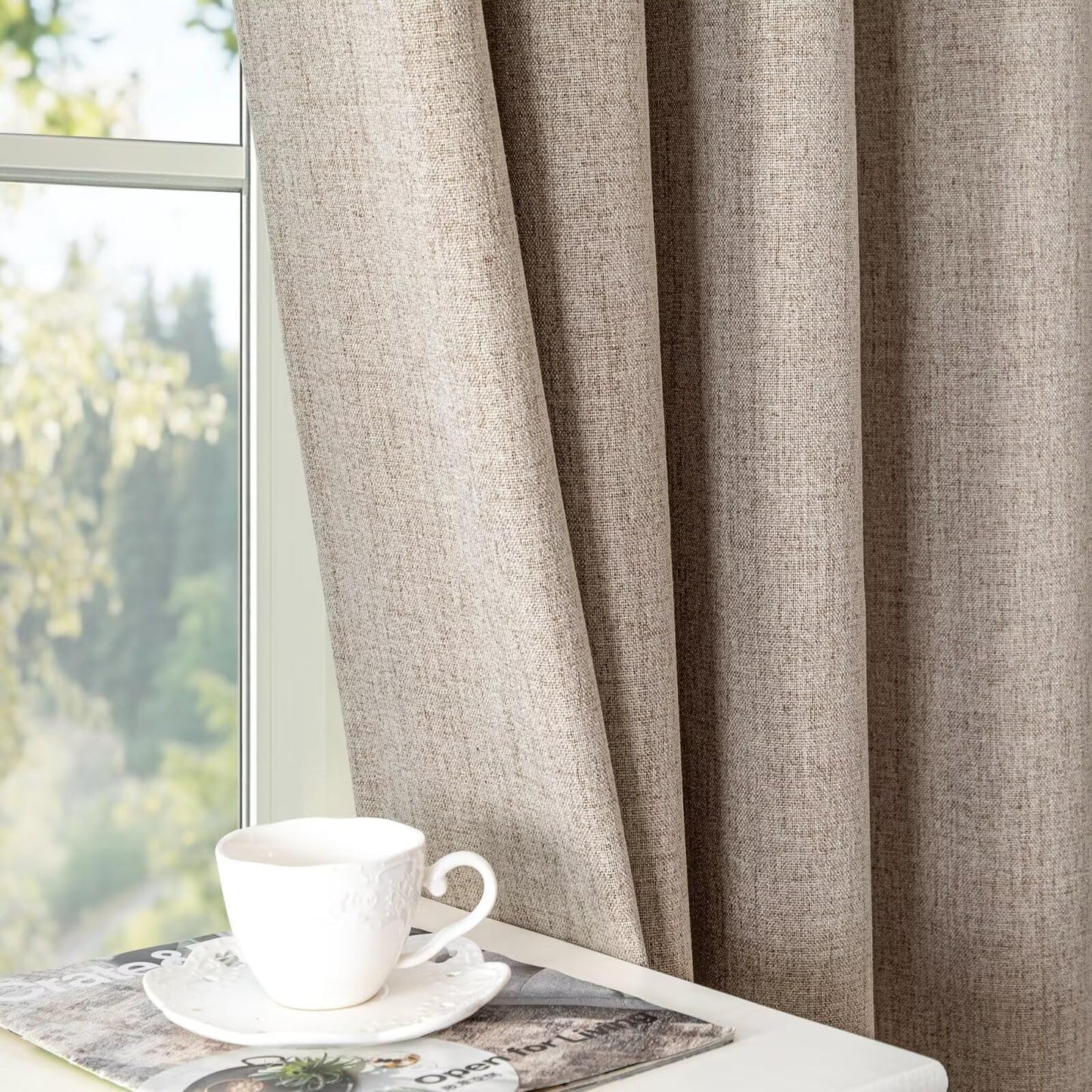 FancyRoof 100% Blackout Curtains 96 Inches Long 2 Panels Set, Beige Curtains for Living Room, Black Out Thermal Insulated Grommet Drapes Bedroom Luxury Decor Privacy(52W × 96L inch, Beige)
