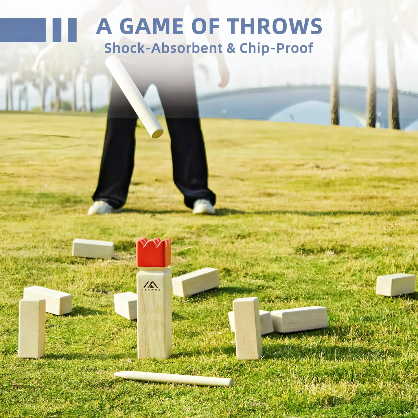 Megwoz Kubb Yard Game Outdoor Games Viking Chess for Kids and Adults New Zealand Pine Wooden Toss Game with Carrying Case, Backyard Lawn Game with Measuring Tape for Family Kids Adults