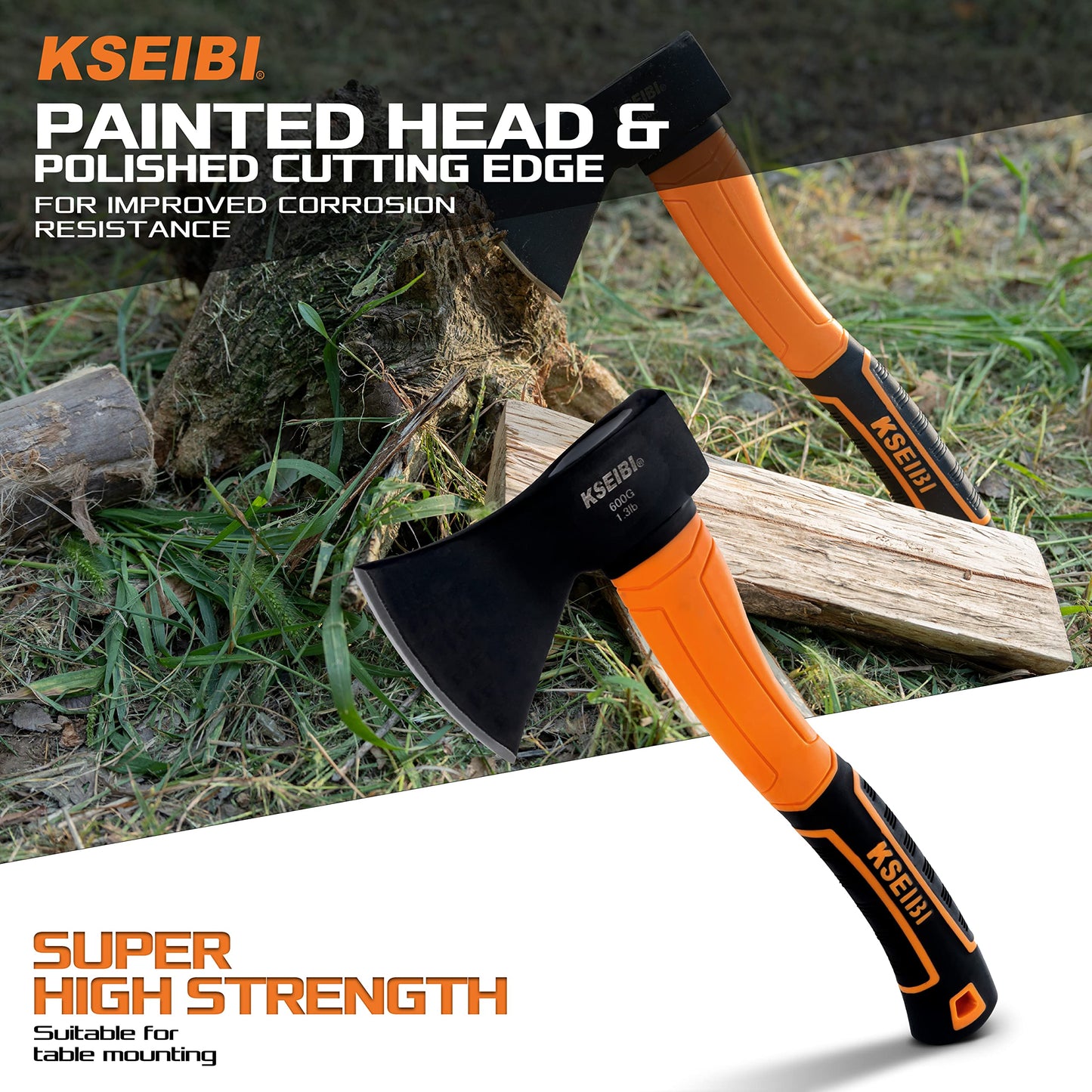KSEIBI 143020 Long Reach Cut and Hold Bypass Pruner Max Cutting 1/2 inch Small Camping Splitting Hatchet 14 inch