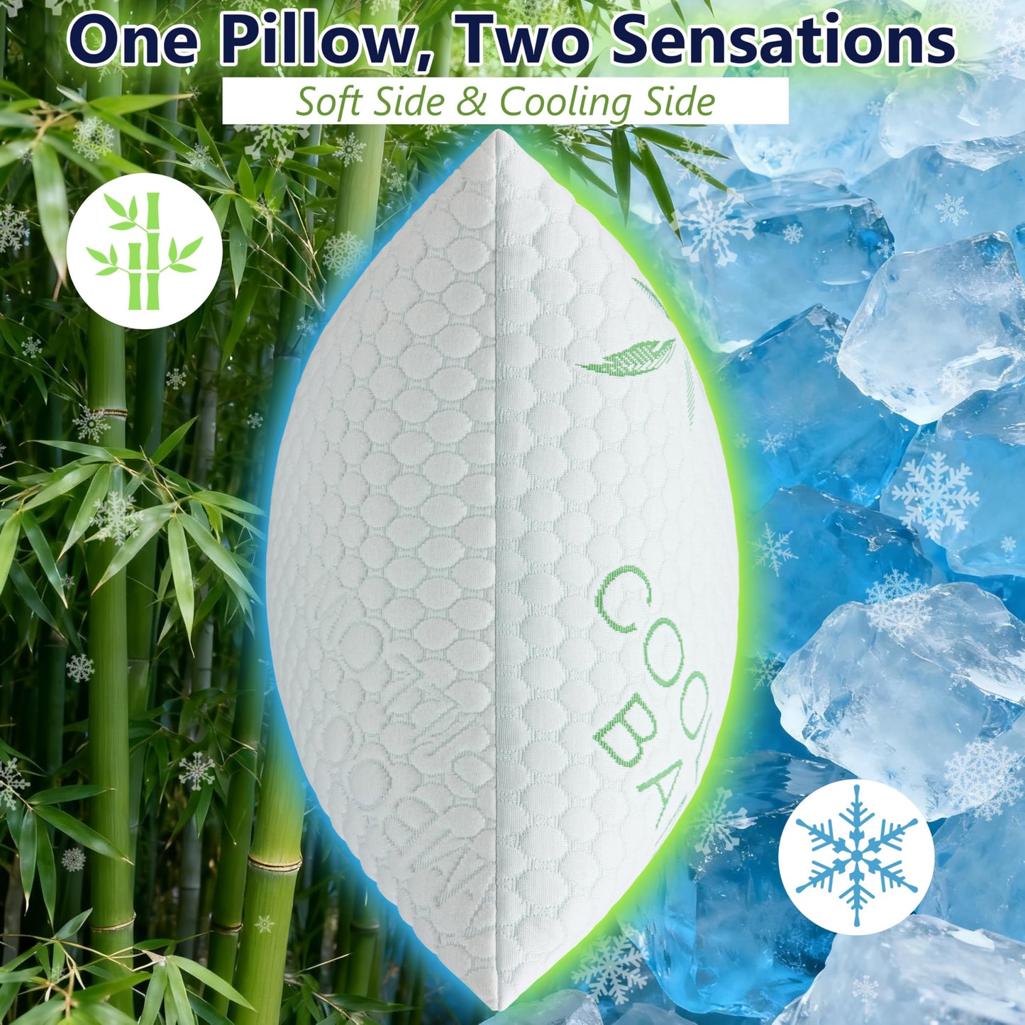 DGPEAR Cooling Pillows, Shredded Memory Foam Pillows King Size Set of 2 Adjustable Firm Bamboo Bed Pillows for Hot, Side, Back and Stomach Sleepers