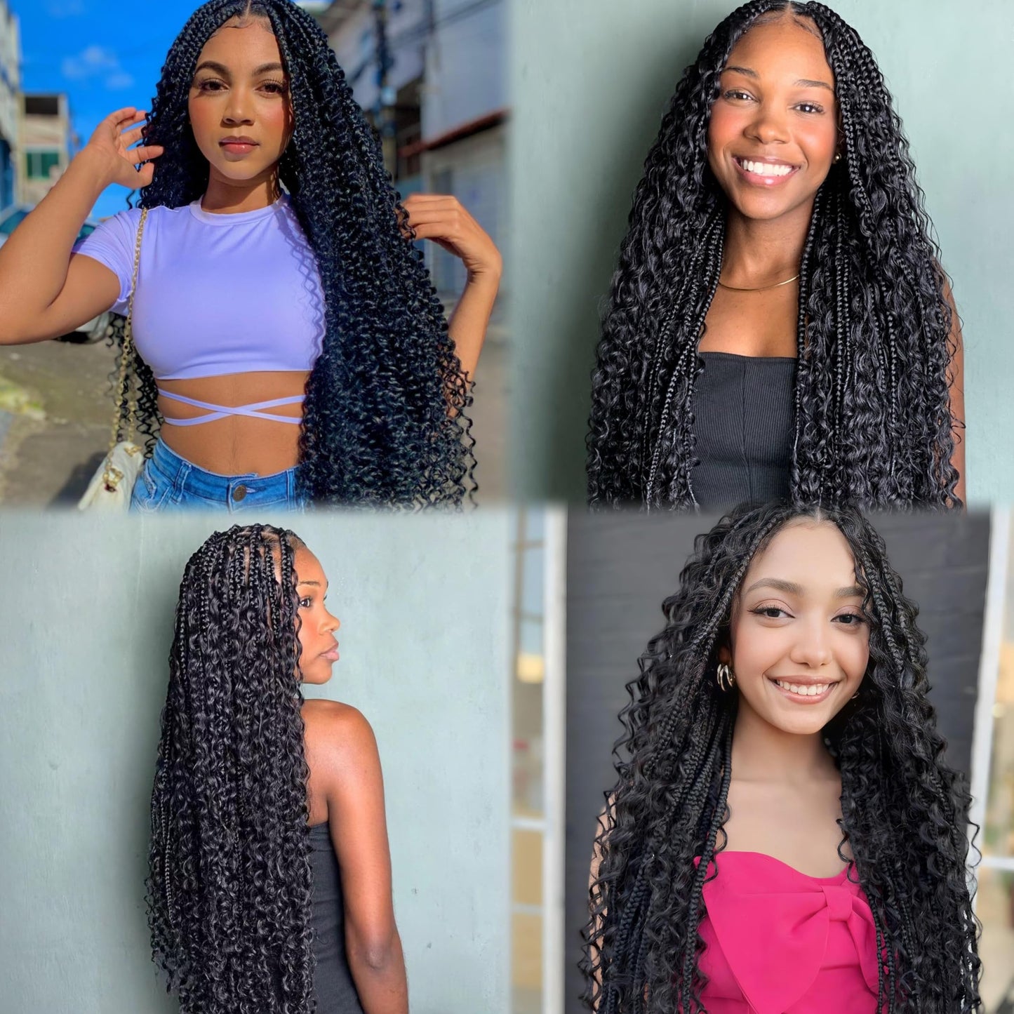 Deep Wave Human Braiding Hair 24Inch 2 Bundles 100g Bulk Human Hair for Braiding No Weft Human Braiding Hair for Boho Braids Wet and Wavy 100% Brazilian Virgin Curly Hair for Braiding Hair Extensions