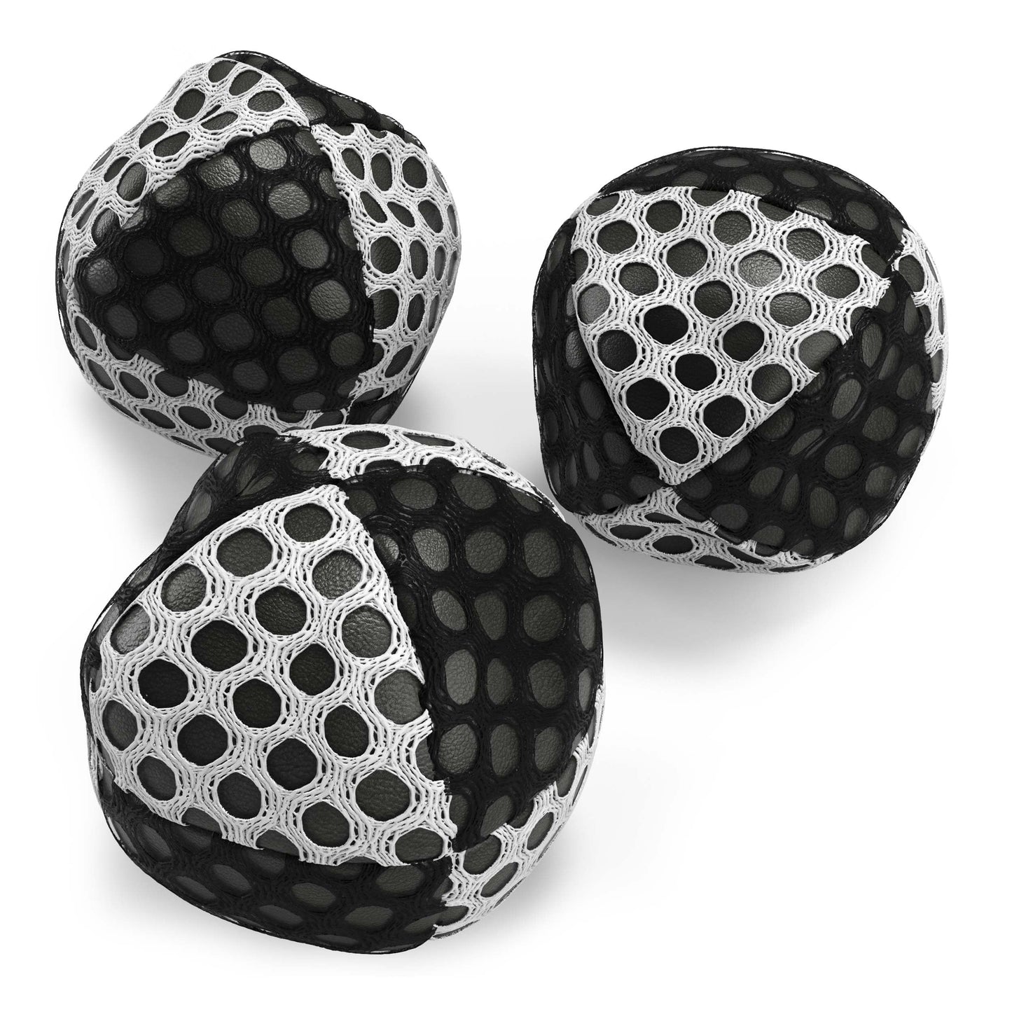 speevers Footbag for Adults and Kids, Footbag Balls 3 Set, Kick Bags Professional with Carry Case (White Black)