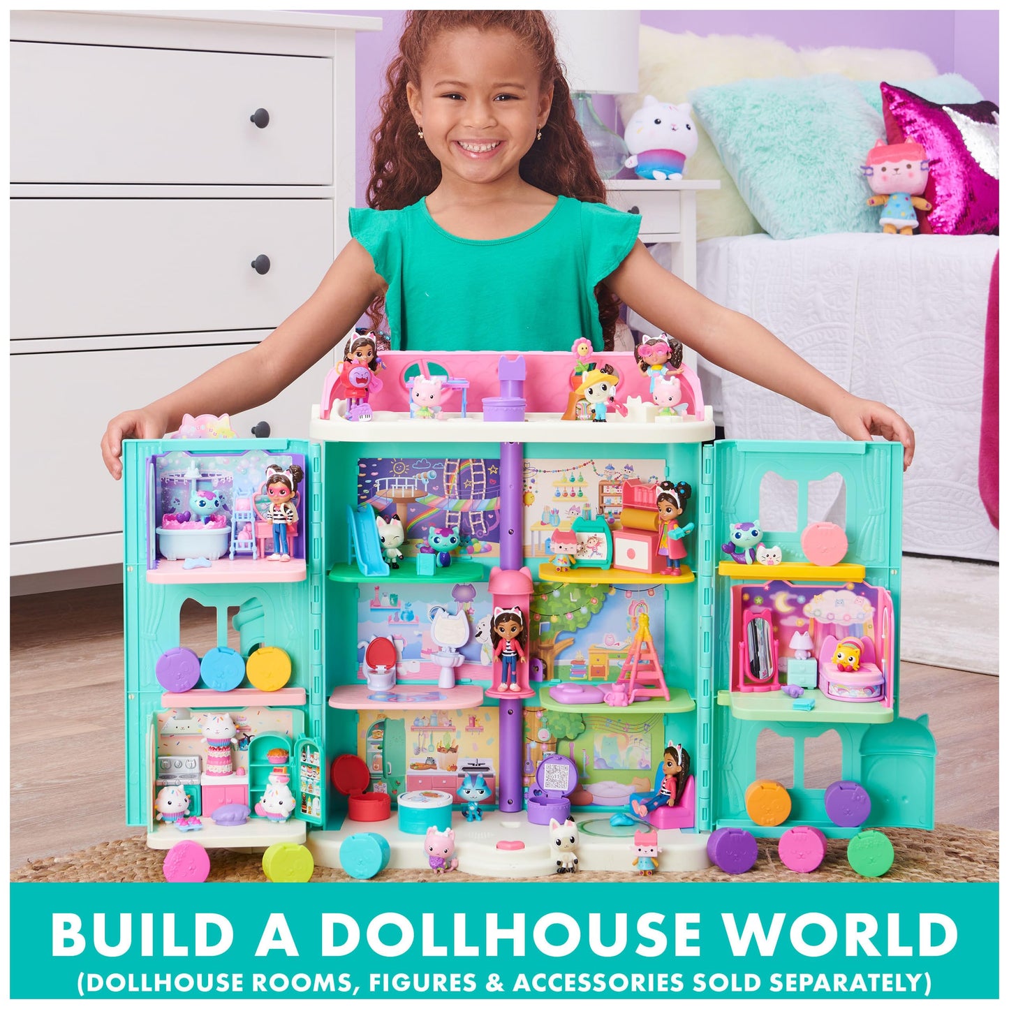 Gabby’s Dollhouse, 14-inch Interactive Talking Mercat Plush Kids Toys with Lights, Music and Phrases Stuffed Animals for Girls and Boys Ages 3 and up