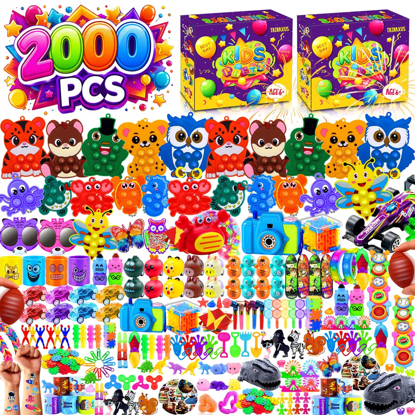 2000 PCS Party Favors for Kids,Bulk Fidget Toys,Goodie Bags Stuffers, Treasure Box Toy for Classroom Prizes, Birthday Gifts, Stocking Pinata Filler Stuffers