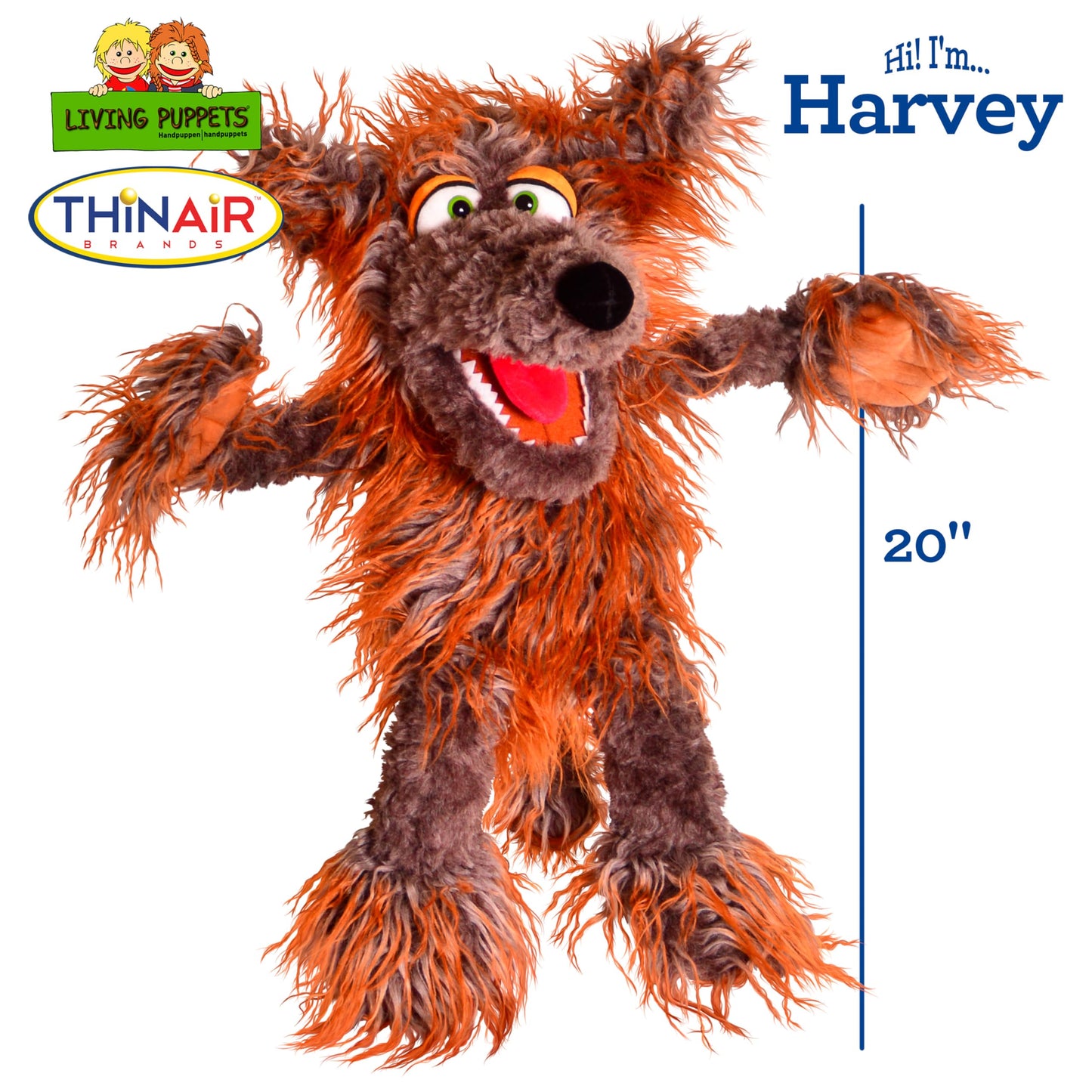 Living Puppets 20-Inch Plush Big Brown Dog Hand Puppet - Fine European Design, Ultra-Soft and Cuddly, Promotes Child Development, Safety Certified, Teacher-Recommended for Boys and Girls