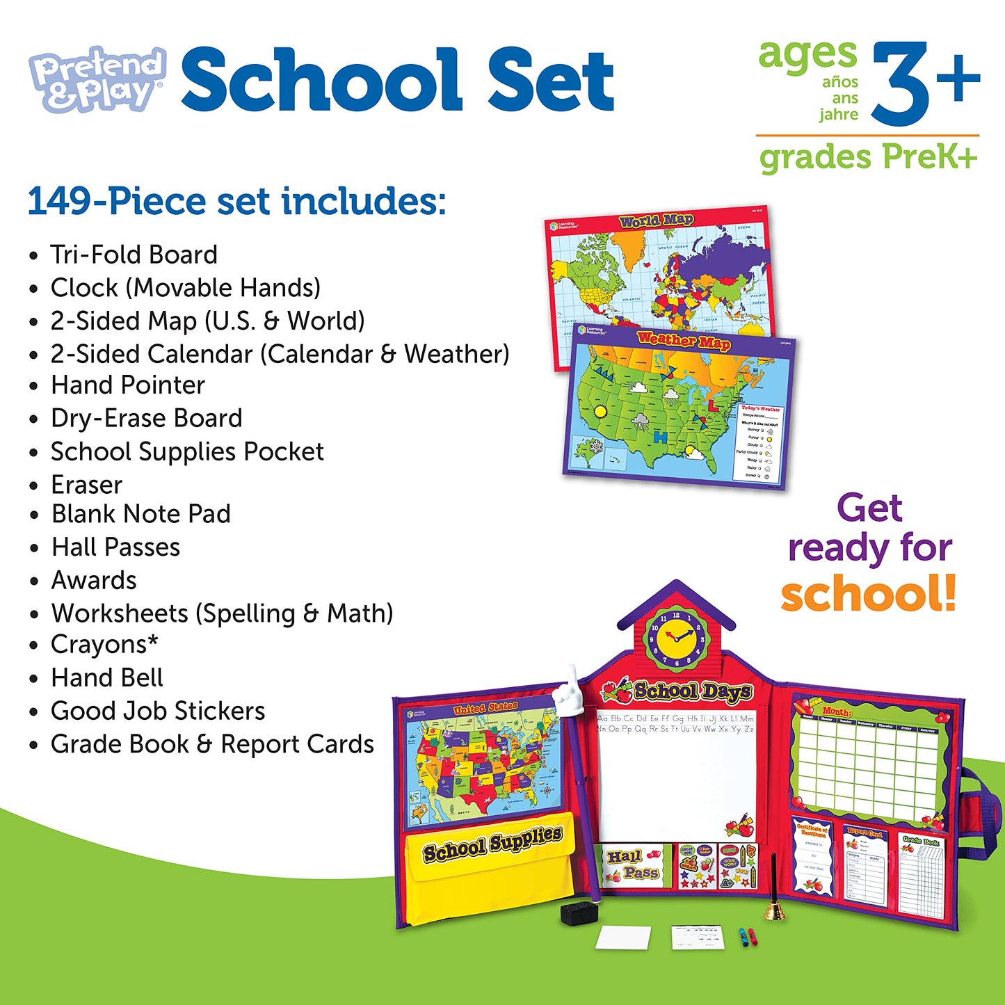 Learning Resources Pretend & Play School Set, Pretend Teacher Playset, 149 Pieces, Ages 3+ - Standard Packaging, Multicolored (LER2642)