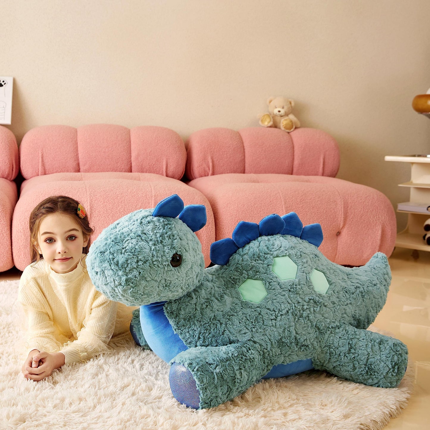 Tumyay IKASA Large Stegosaurus Dinosaur Cuddly Toy, Giant Soft Toy, 78 cm Large Plush Toy, Giant Jumbo Plush Toy, Gift for Children